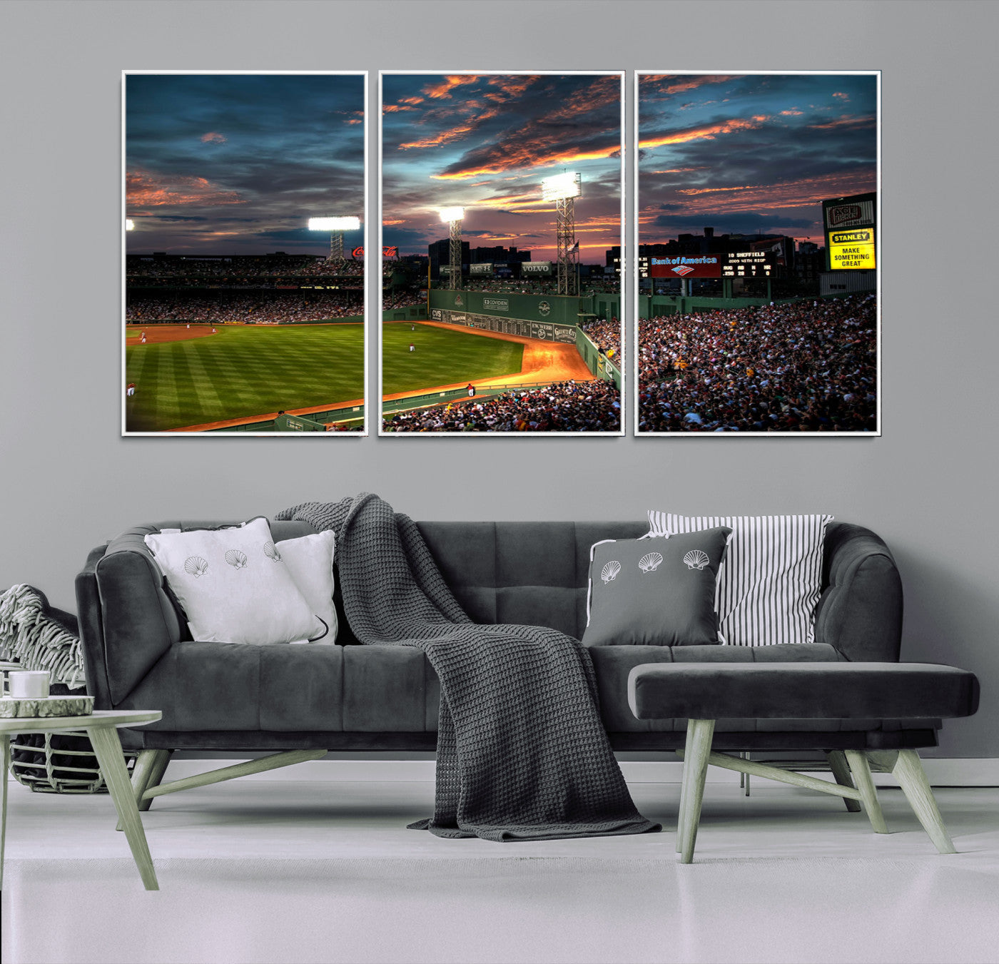 66781-MGV-CV-36X24-Baseball Stadium Wall Art – Canvas Print Evening Game Field Packed Crowd Sunset Sky Sports Photography, Dynamic Decor for Game