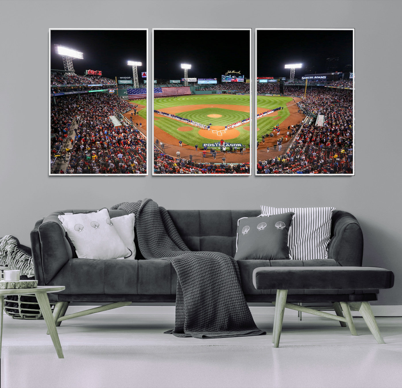 47365-MGV-CV-36X24-Fenway Park Stadium Wall Art Canvas Print, Framed Boston Baseball Stadium Art Picture Print, MLB Stadium Field Perfect Sport Room
