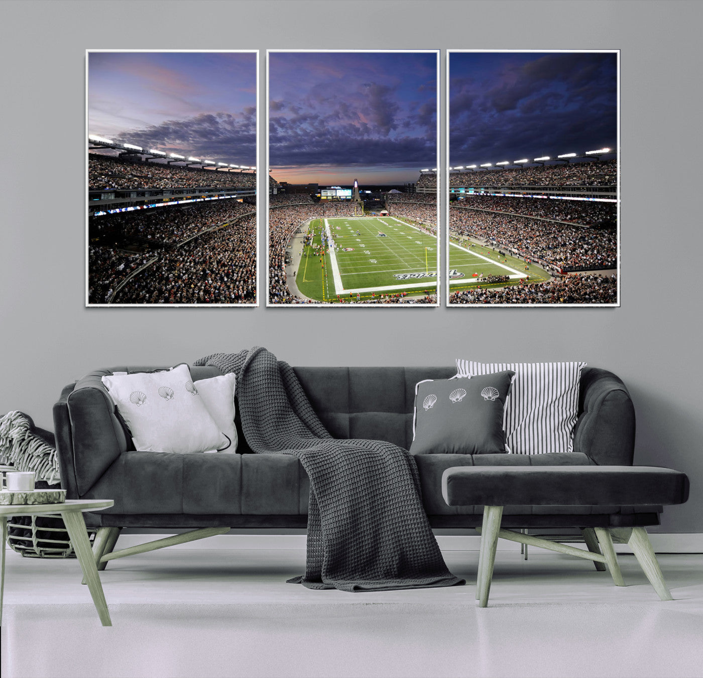 52712-MGV-CV-36X24-Gillette Stadium Field Wall Art Canvas Print, Framed Massachusetts Stadium Art Picture Print, Gillette Stadium Perfect Sport Room