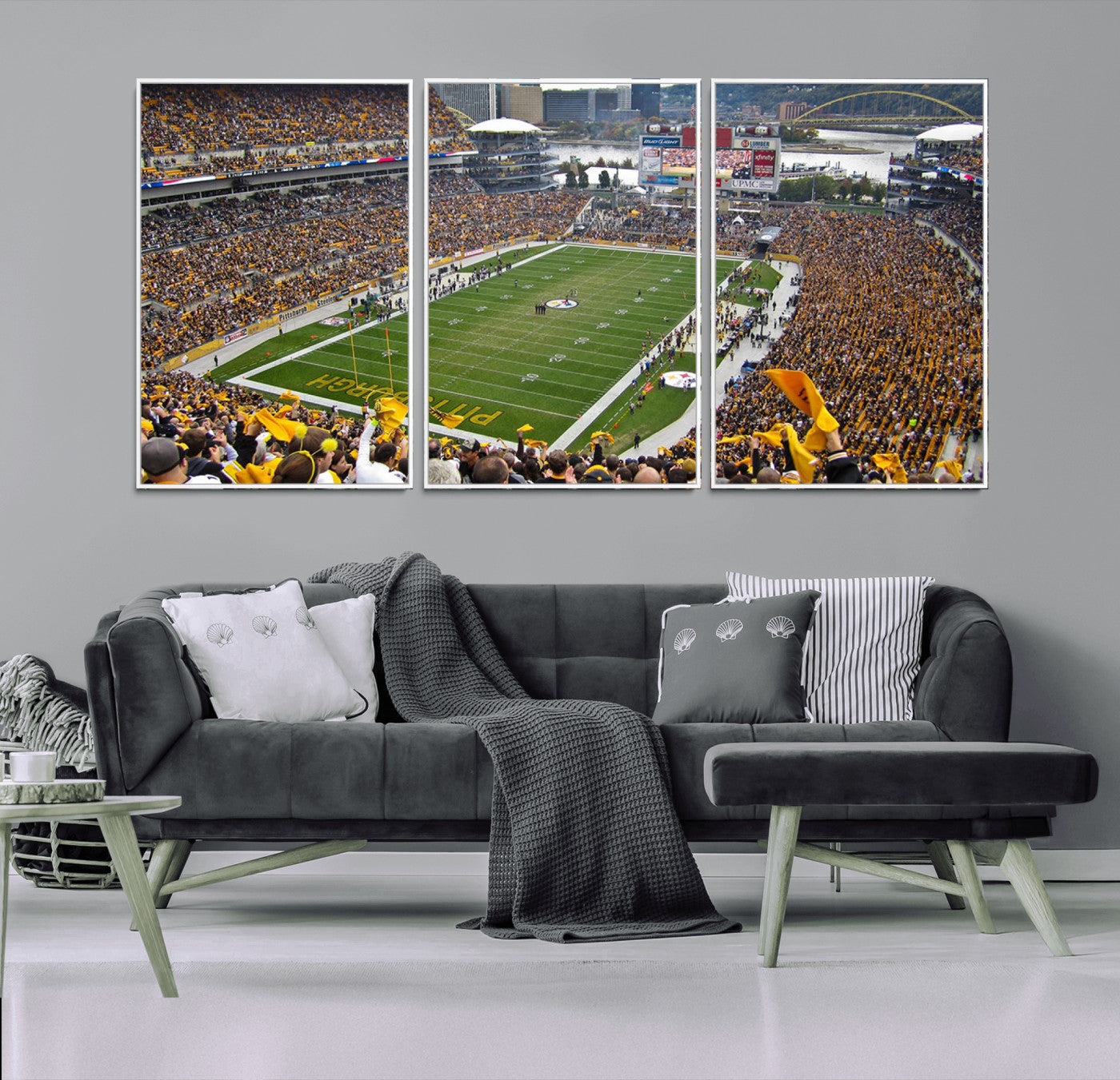51419-MGV-CV-36X24-Heinz Field Wall Art Canvas Print, Framed Pittsburgh Stadium Field Art Picture Print, Heinz Stadium Field Perfect Sports Room