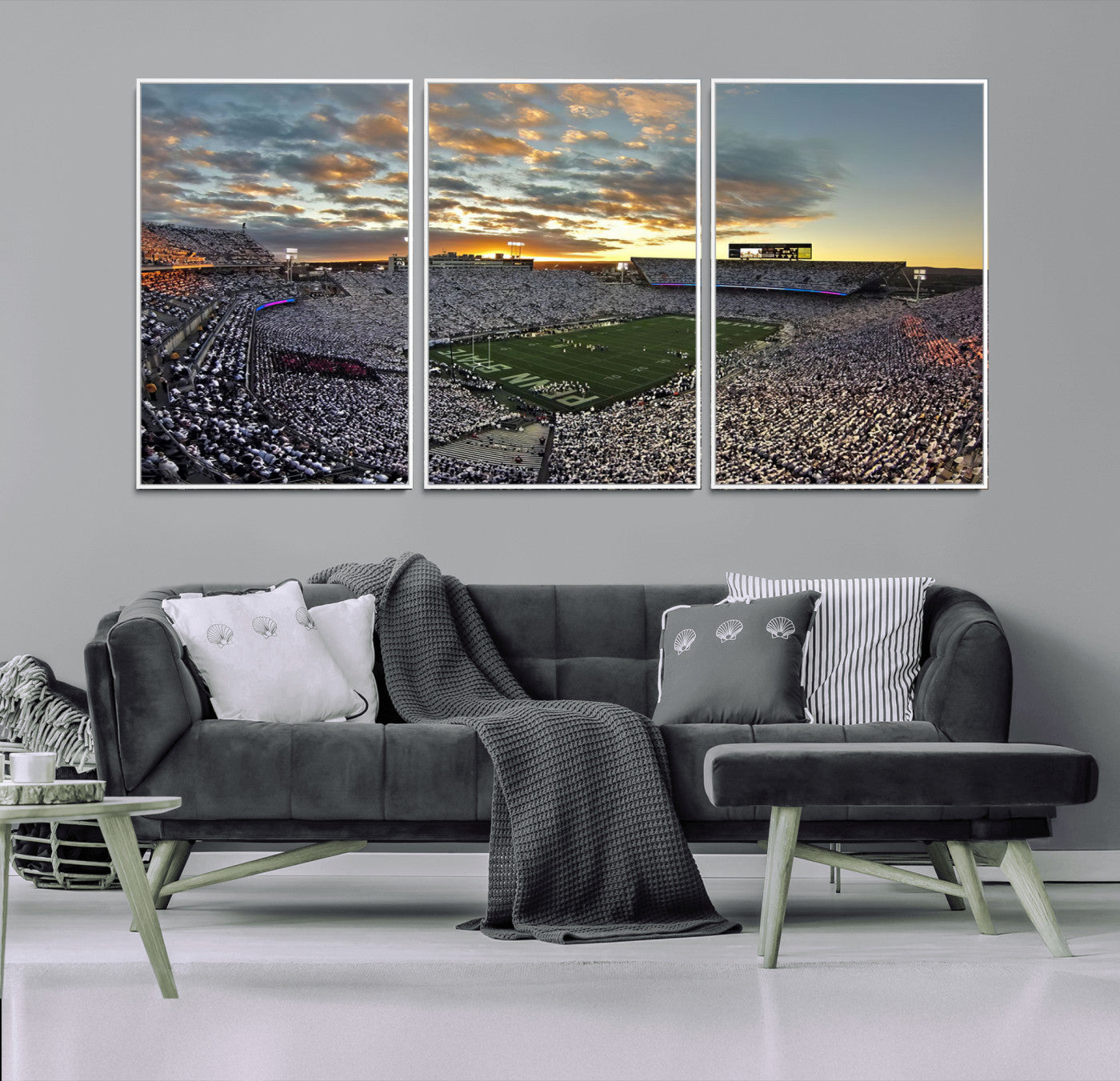 38807-MGV-CV-36X24-Beaver Stadium Wall Art Canvas Print, Framed Beaver Stadium Field Art Picture Print, Football Stadium Perfect Sport Room Decor