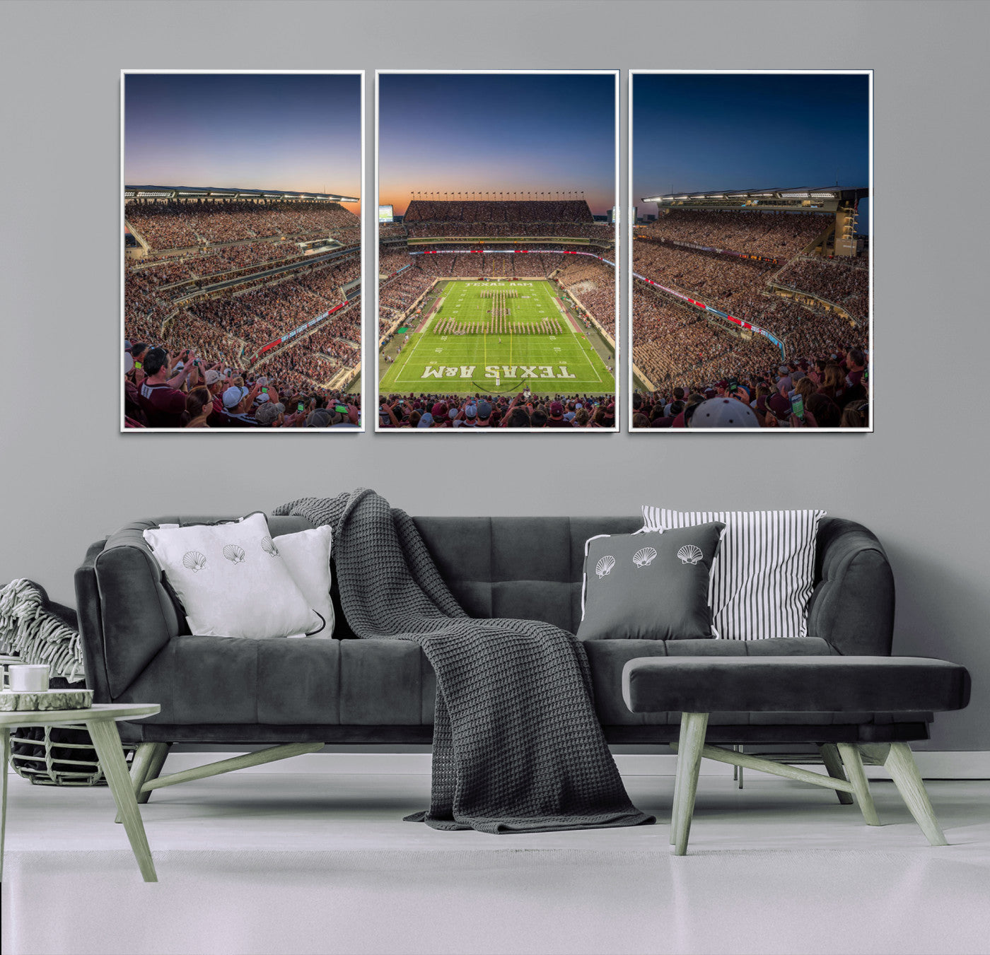 17421-MGV-FC-60X30-3P_White-Kyle Field Wall Art Canvas Print, Framed Texas Stadium Art Picture Print, Kyle Field Stadium Perfect Sport Room Decor Artwork