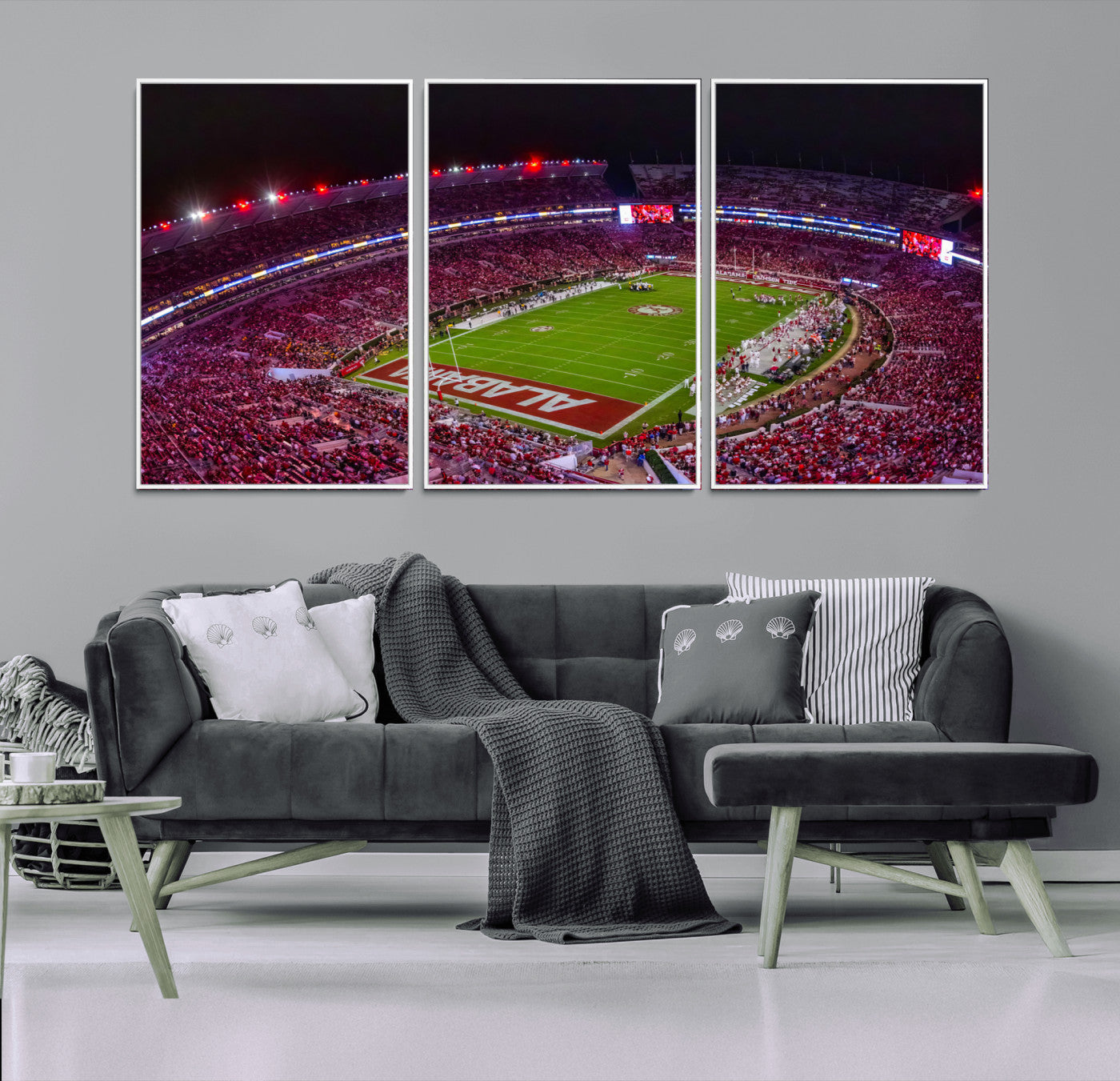 11343-MGV-CV-36X24-Bryant-Denny Stadium Wall Art – Panoramic Alabama Crimson Tide Football Field Canvas Print, Game Day Decor for Office, Man Cave or