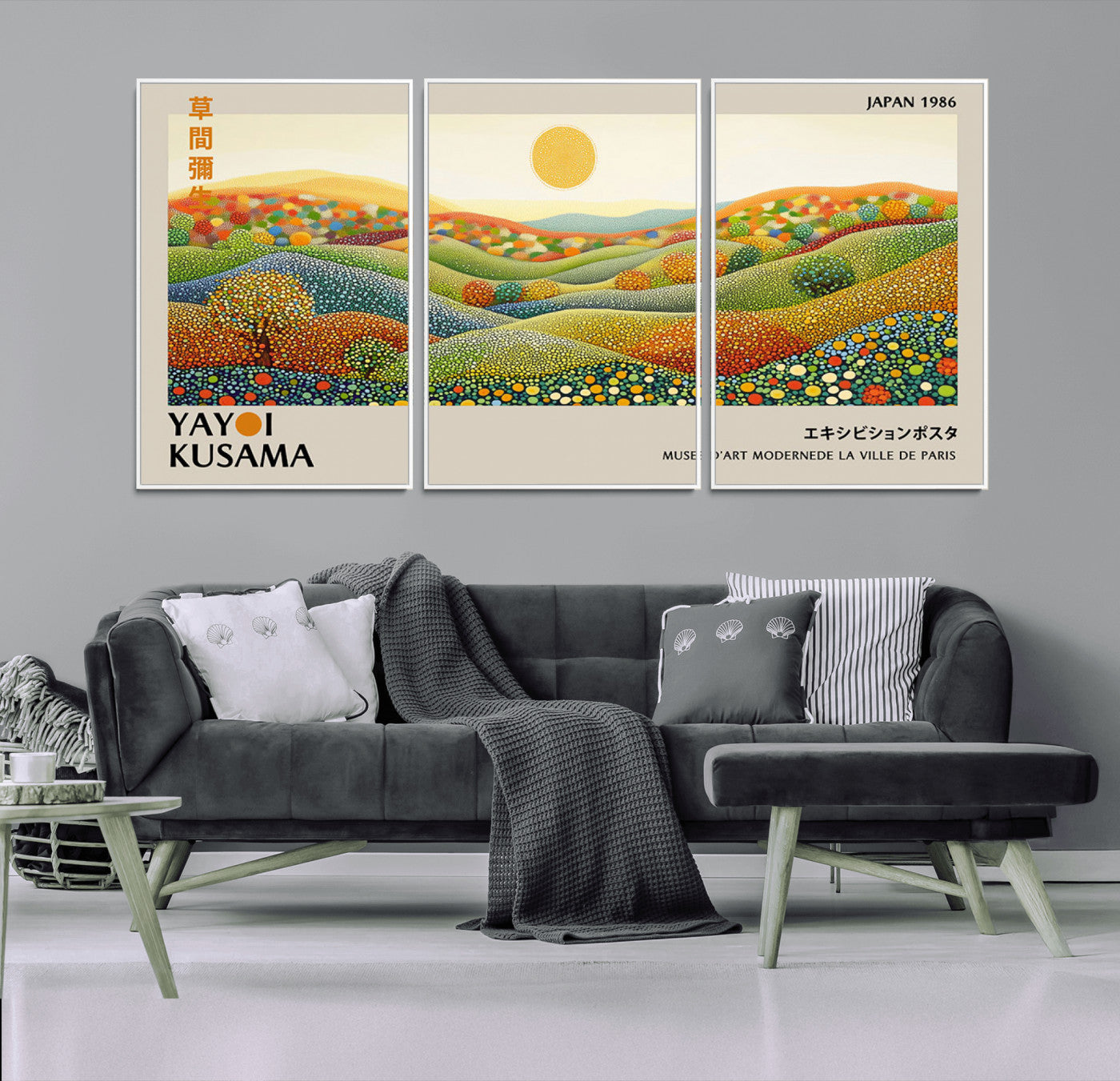 33864-MGV-FC-60X30-3P_White-Pointillism Yayoi Wall Art Canvas Print, Framed Yayoi Kusama Art Picture Print, Yayoi Kusama Dot Perfect Abstract Nature Decor