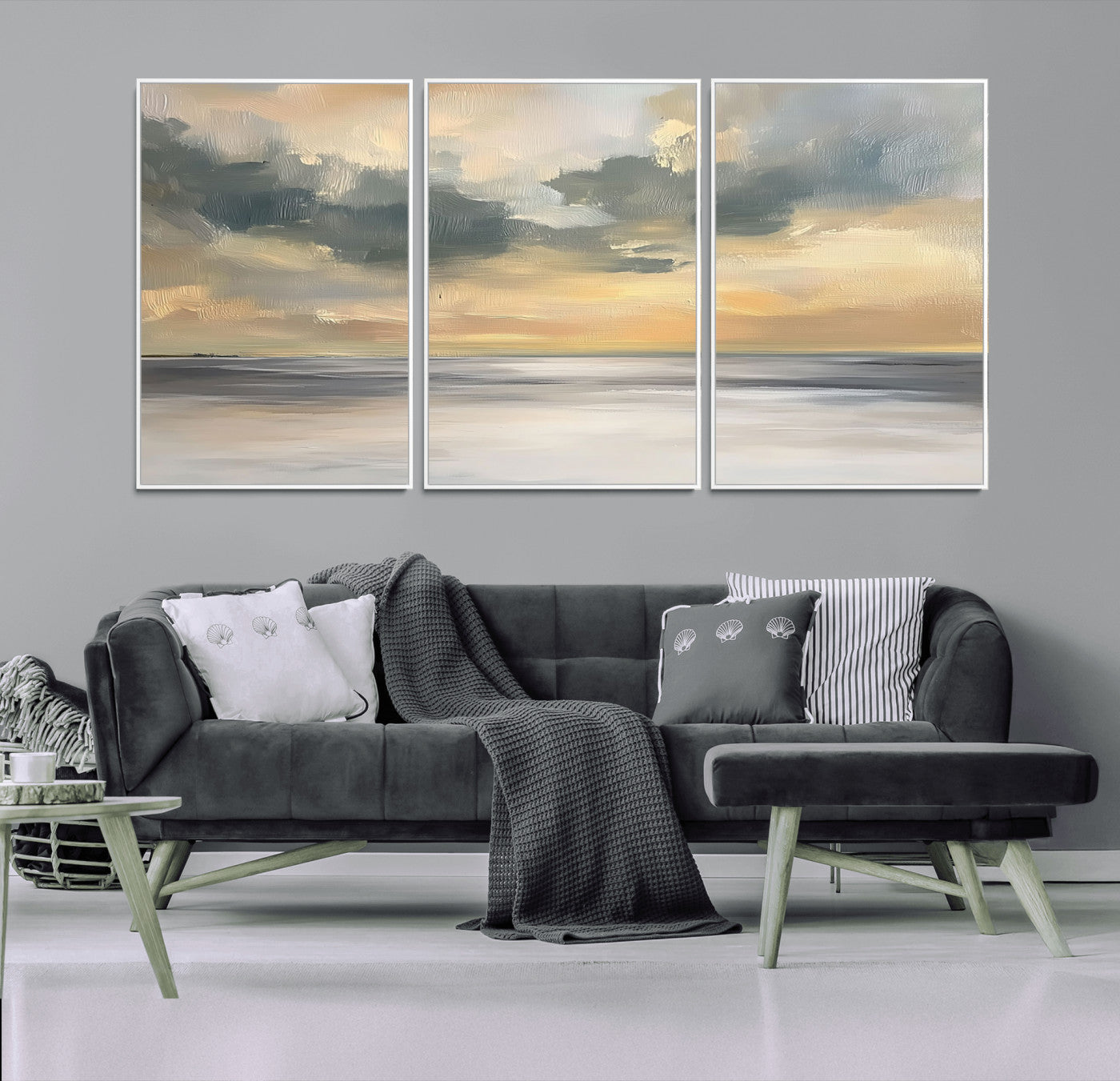 45544-MGV-CV-36X24-Ocean Sunset Wall Art – Serene Seascape Canvas Print with Golden Sky and Calm Water, Coastal Beach Artwork for Living Room,