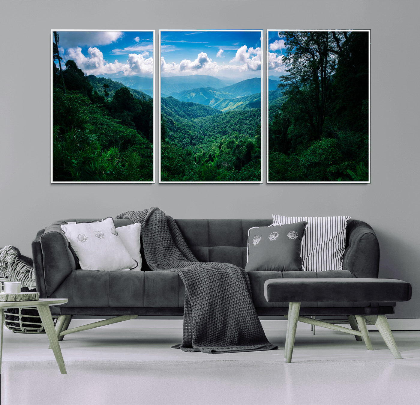 74439378-MGV-CV-36X24-Tropical Jungle Wall Art Canvas Print, Framed Lush Valley Art Picture Print, Forest Mountains Perfect Tropical Wilderness Decor