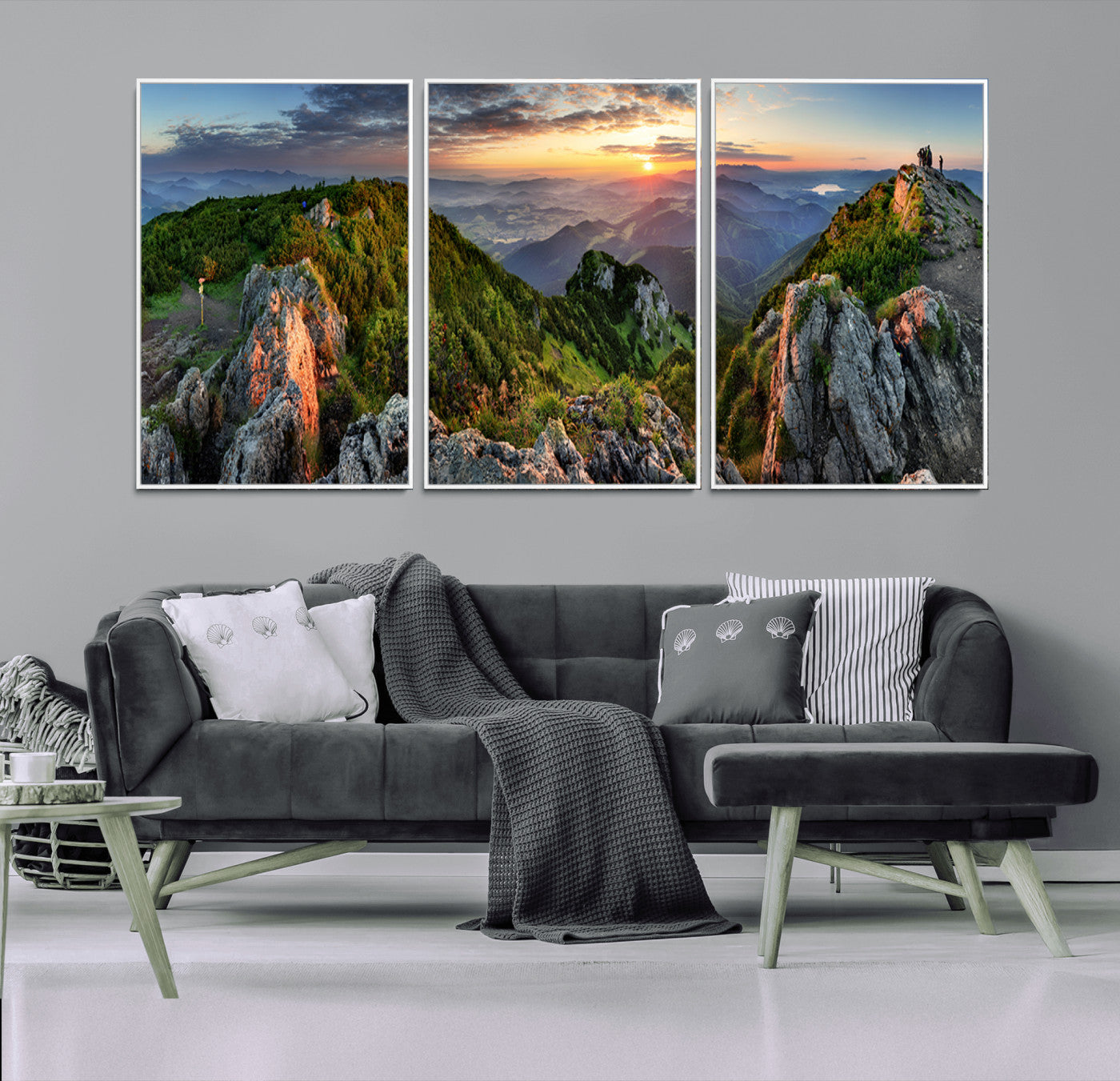 51582565-MGV-CV-36X24-Mountain Sunrise Panorama Wall Art – Scenic Landscape Canvas Print, Hiking Adventure Nature Photography, Large Mountain Range Wall