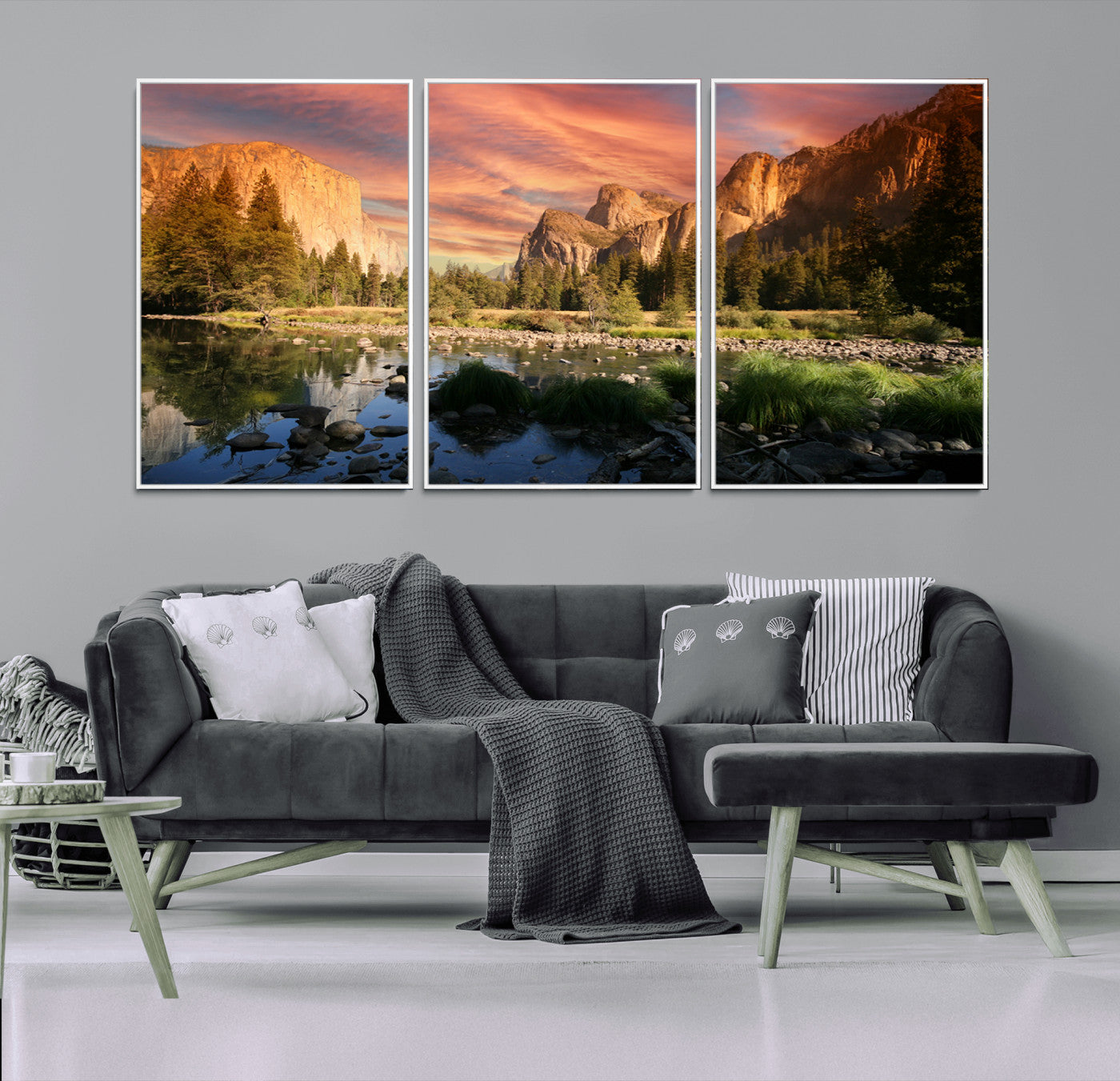 31199457-MGV-CV-36X24-Yosemite Valley Wall Art Canvas Print, Framed El Capitan Art Picture Print, Sunset Sky Perfect Vibrant Western Decor Artwork