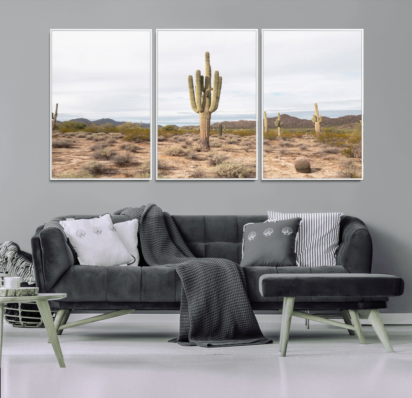 96147924-MGV-CV-36X24-Saguaro Cactus Wall Art Canvas Print, Framed Desert Cactus Art Picture Print, Earthy Desert Perfect Southwestern Boho Decor
