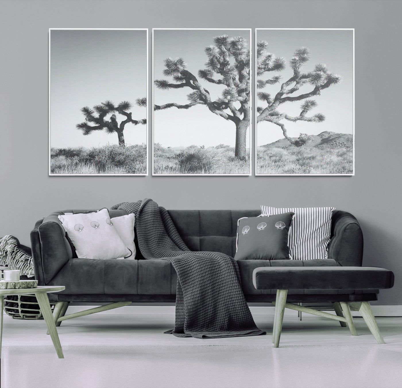 29996209-MGV-CV-36X24-Joshua Tree Art Wall Art Canvas Print, Framed Black White Landscape Art Picture Print, Desert Tree Decor Perfect Southwestern Boho