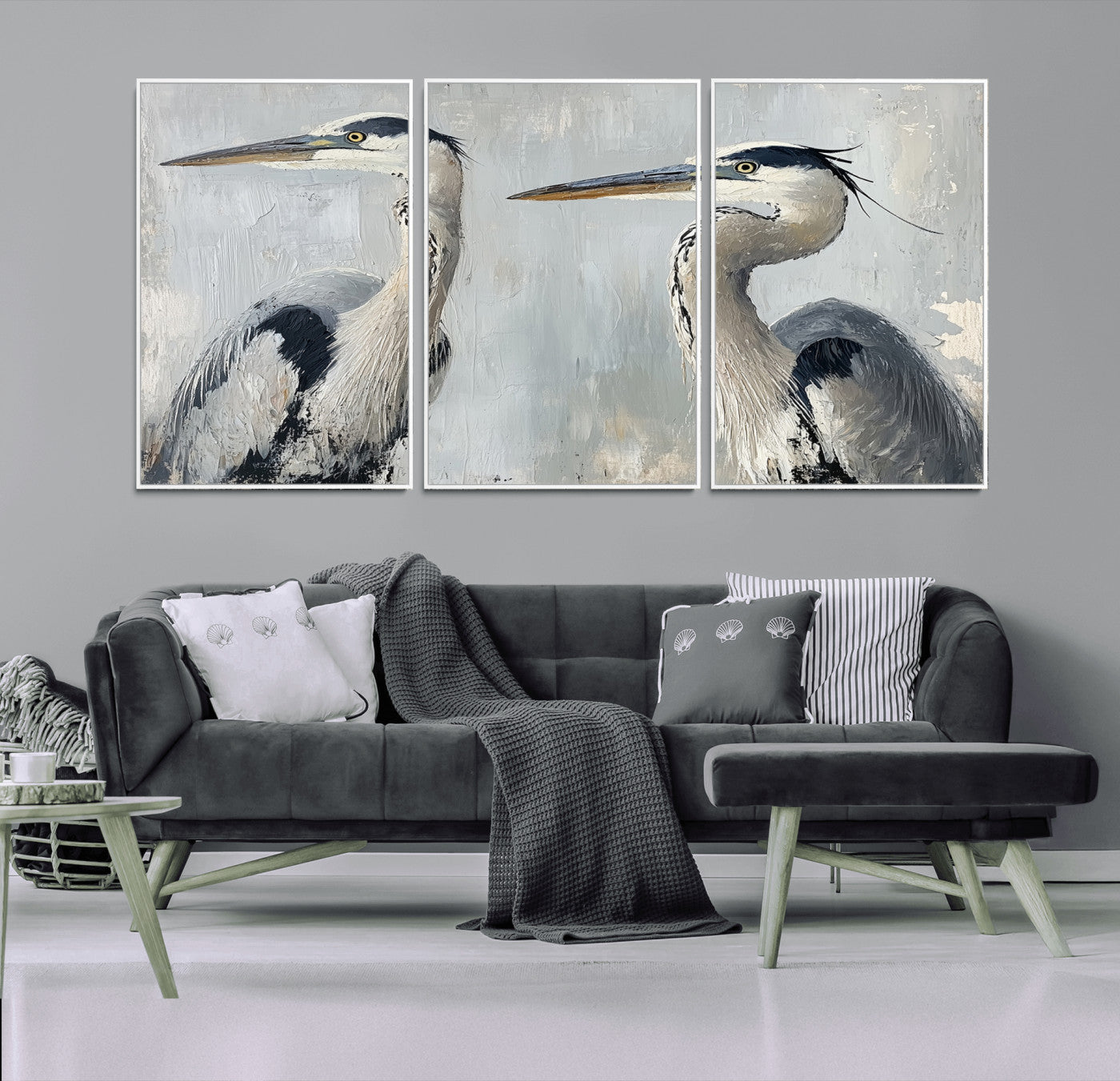 19427826-MGV-CV-36X24-Bird Canvas Decor Wall Art Canvas Print, Framed Coastal Bird Pair Art Picture Print, Minimalist Wildlife Wall Perfect Coastal
