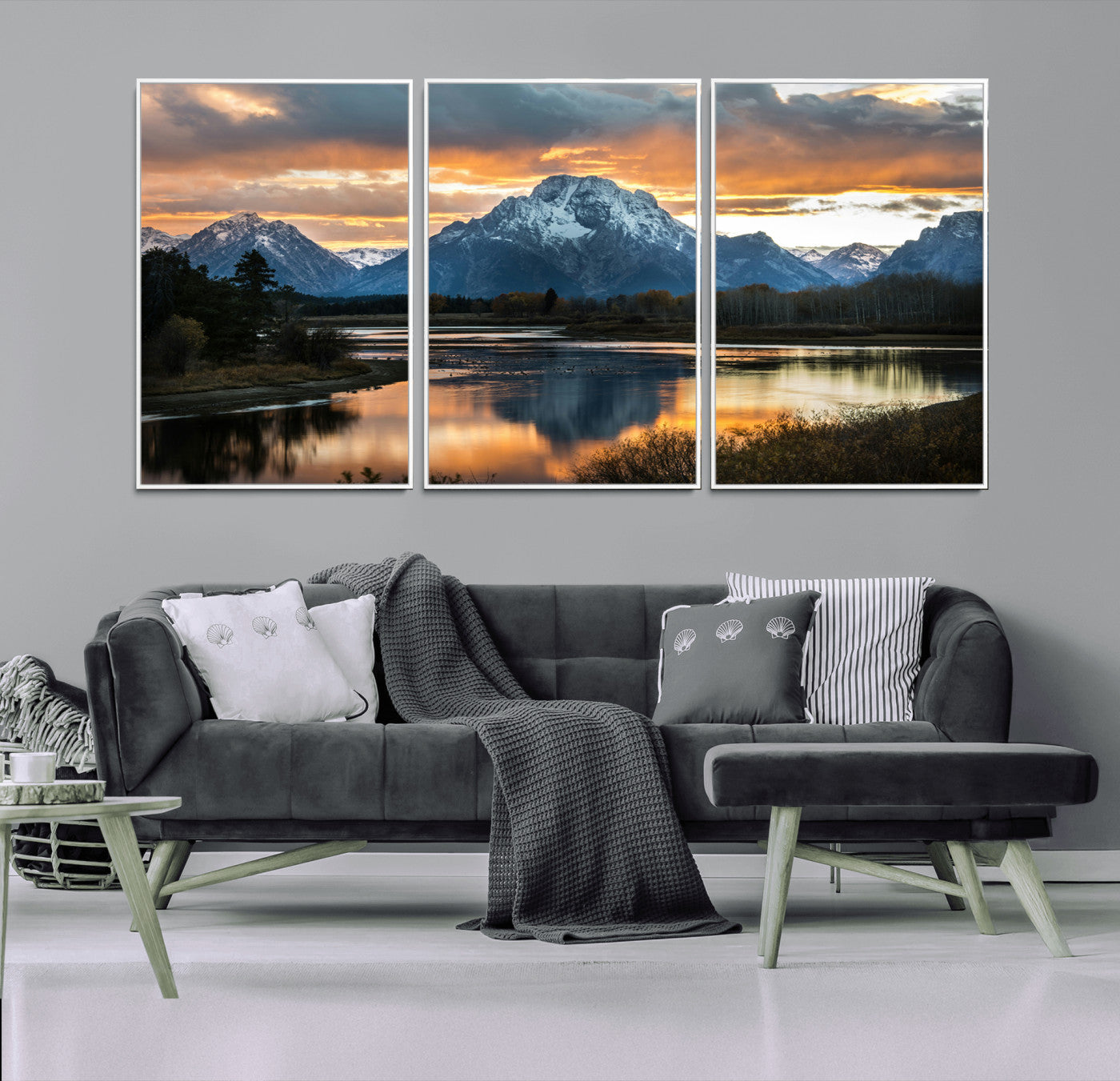 14130176-MGV-CV-36X24-Mountain Sunset Wall Art Canvas Print, Framed Alpine Wilderness Art Picture Print, Golden Hour Perfect Rustic Wilderness Decor
