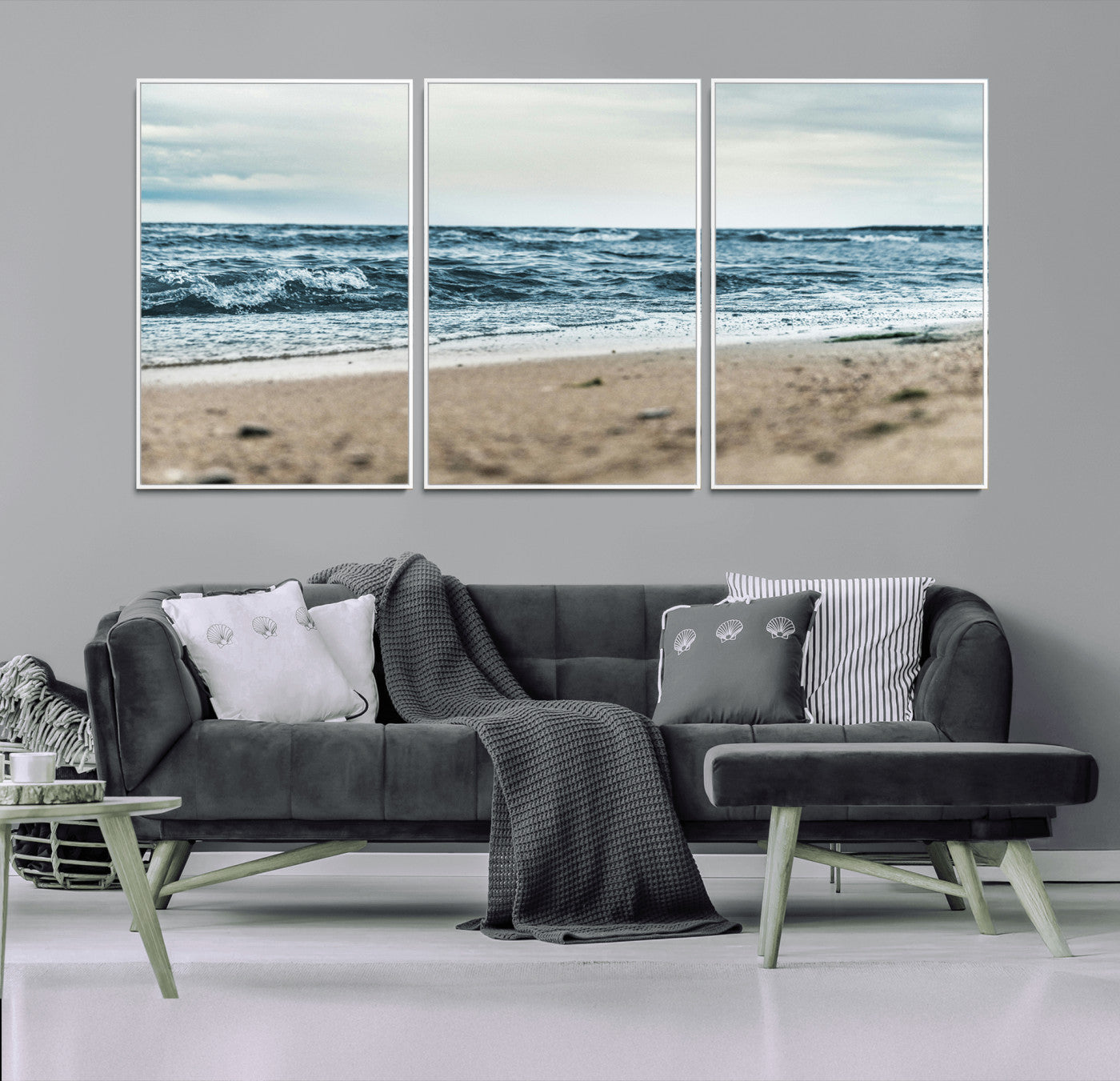 81812590-MGV-CV-36X24-Ocean Wall Art Wall Art Canvas Print, Framed Coastal Canvas Art Picture Print, Moody Seascape Perfect Coastal Minimalist Decor