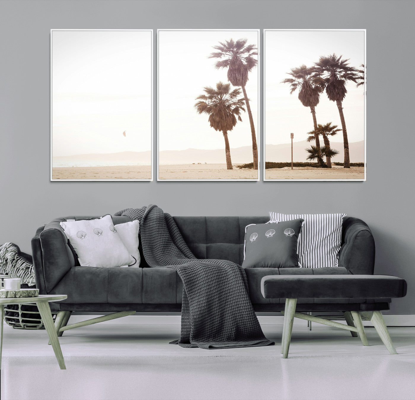 48255923-MGV-CV-36X24-Coastal Light Wall Art Canvas Print, Framed Relaxing Shoreline Art Picture Print, Minimalist Ocean Perfect Tropical Serenity Decor