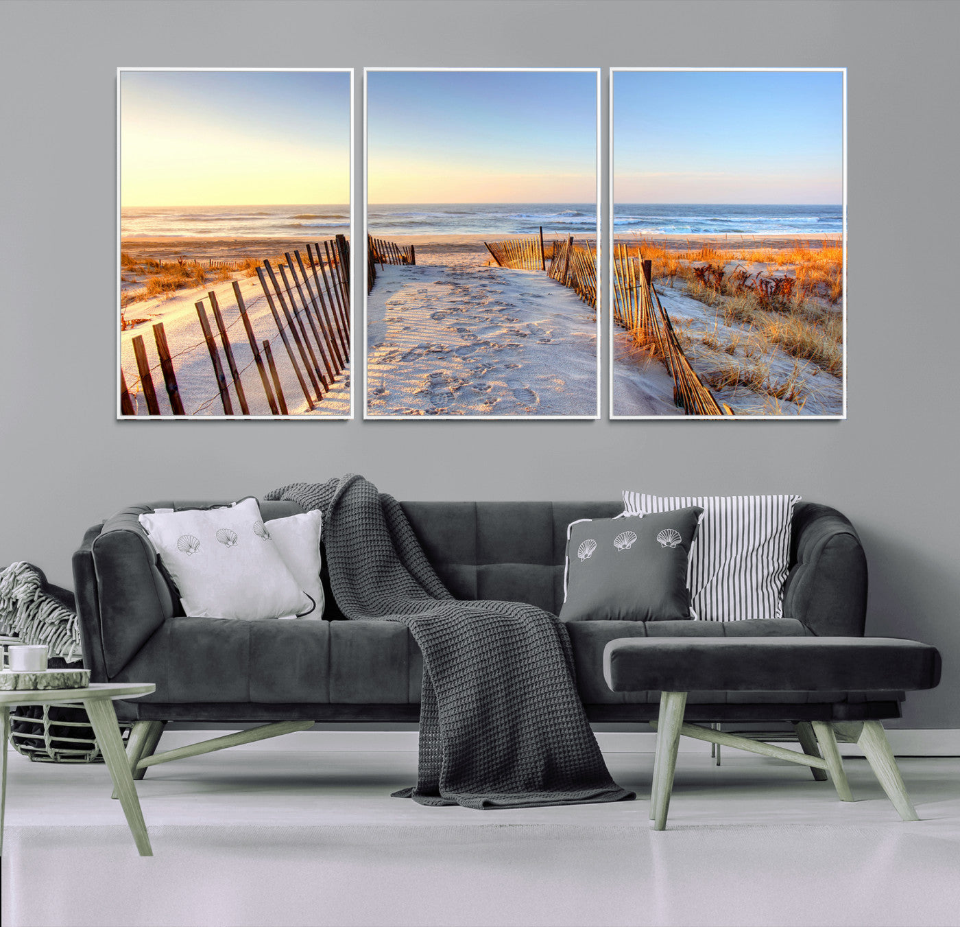73351887-MGV-CV-36X24-Ocean Sunset Wall Art Wall Art Canvas Print, Framed Nautical Photography Art Picture Print, Summer Beach House Decor Perfect