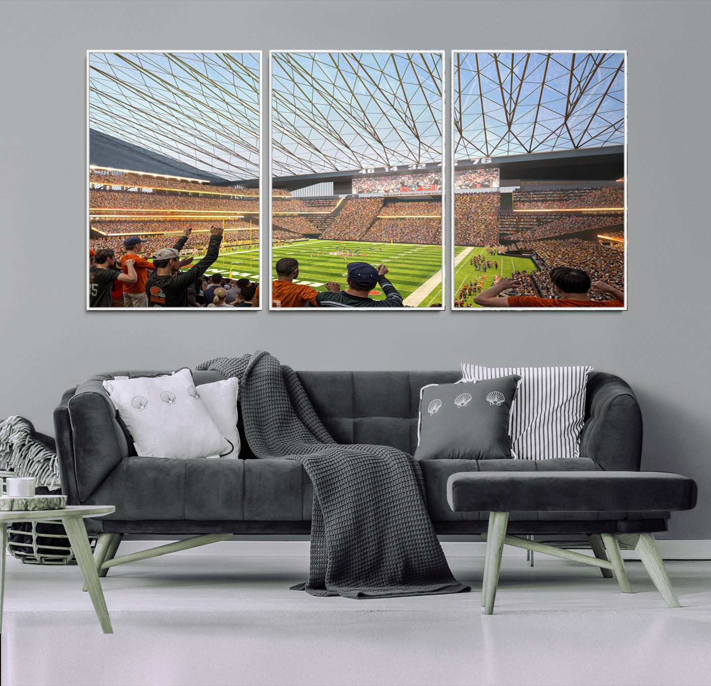 81960112-MGV-CV-36X24-Futuristic Football Stadium Wall Art – Modern Dome Arena Canvas Print, Chicago Bears Concept Design Sports Decor for Man Cave or