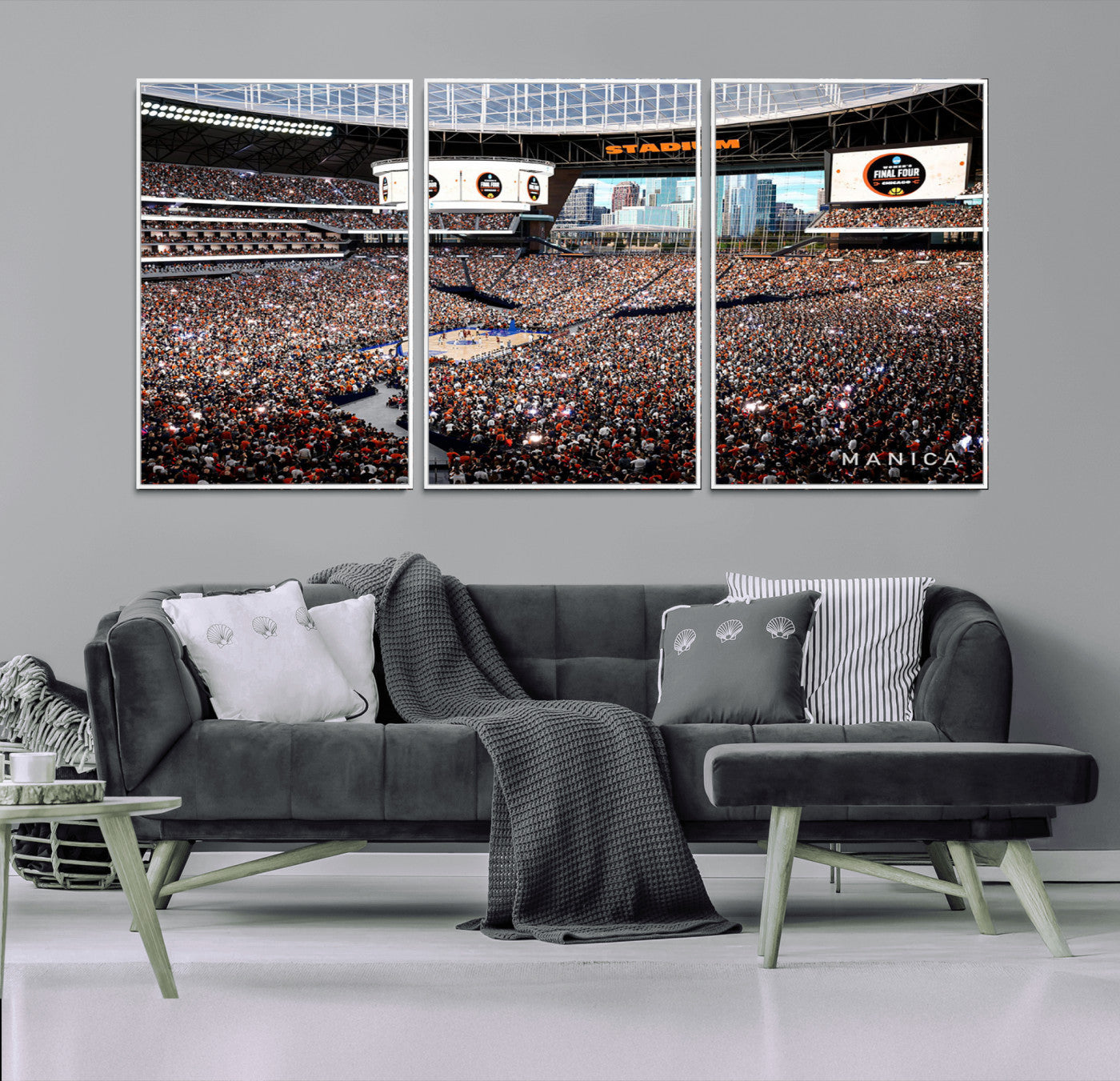 38616413-MGV-CV-36X24-Chicago Dome Stadium Wall Art – Futuristic Basketball Final Four Arena Canvas Print, Modern Sports Fan Decor for Man Cave or
