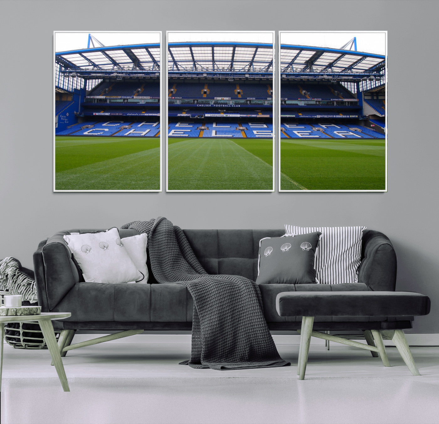 38616413CHELSA-MGV-CV-36X24-Chelsea Stadium Wall Art – Panoramic Football Field Canvas Print, Game Day Sports Decor for Living Room, Office, or Man Cave