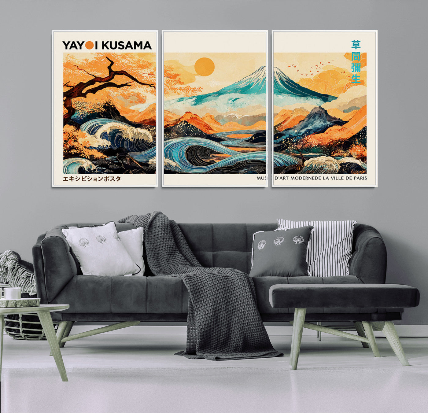 94085549-MGV-FC-60X30-3P_White-Japanese Wave and Mountain Wall Art – Panoramic Abstract Landscape Canvas Print, Asian Inspired Nature Decor for Living Room,