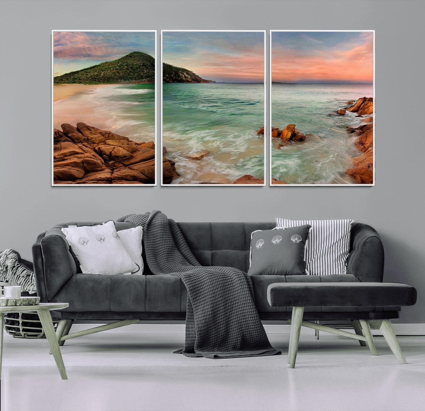 53831025-MGV-CV-36X24-Coastal Landscape Wall Art – Tropical Beach Ocean Canvas Print, Sunset Mountain View Photography Decor for Living Room, Bedroom,