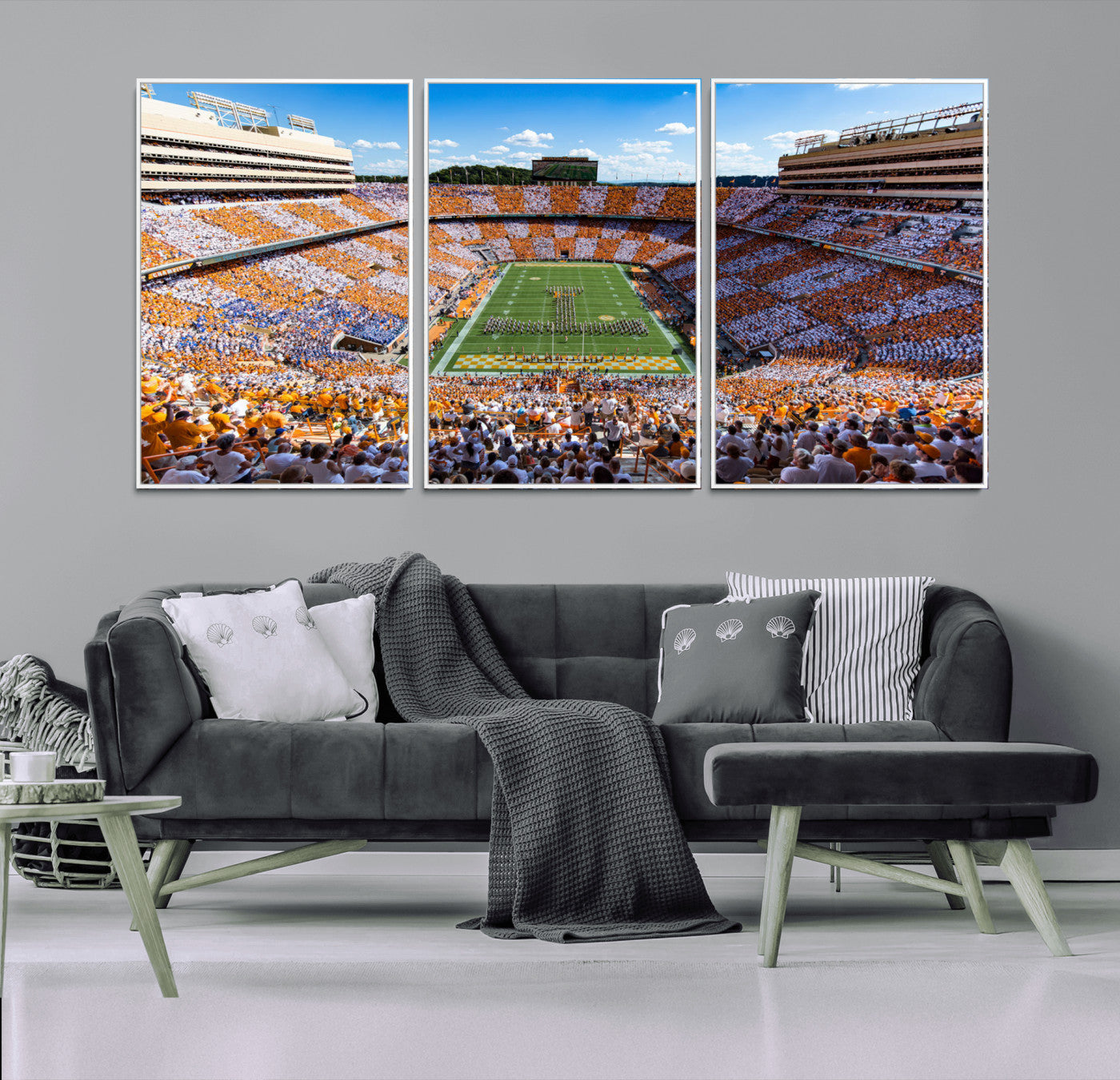 64238859-MGV-CV-36X24-Neyland Stadium Wall Art – Tennessee Volunteers Checkerboard Game Day Canvas Print, College Football Panorama Decor for Man Cave