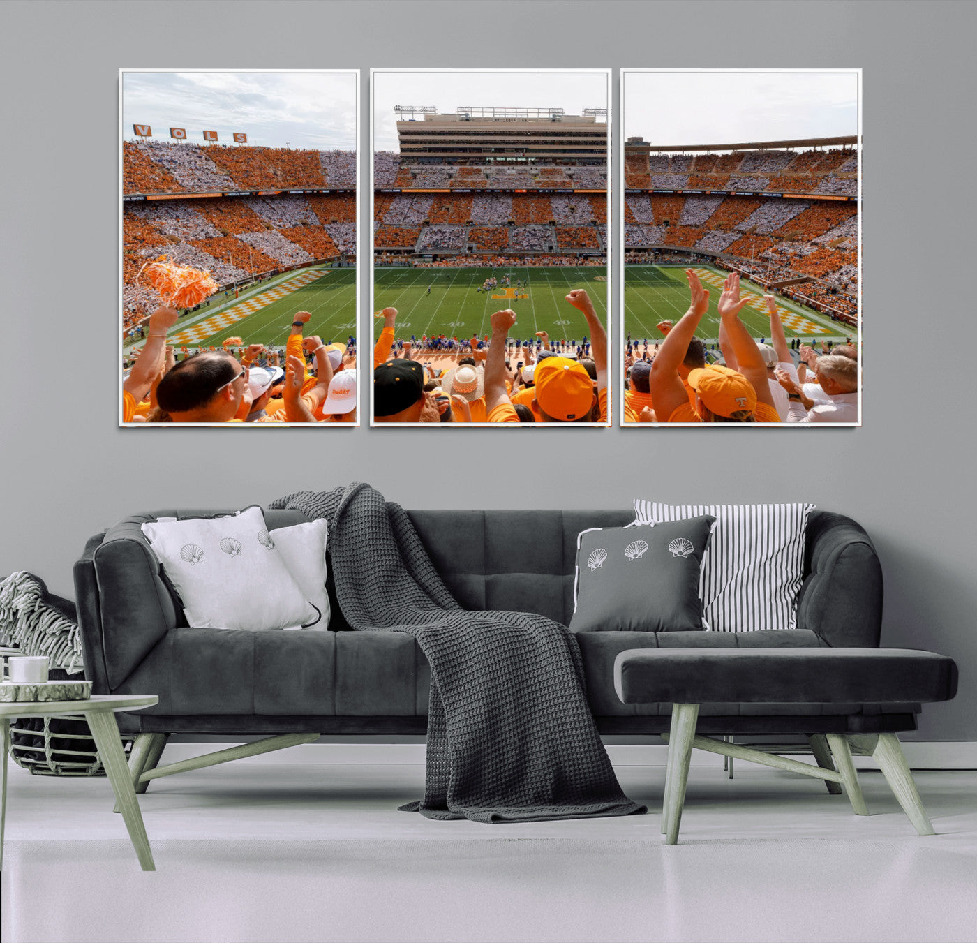 76011417-MGV-CV-36X24-Neyland Stadium Wall Art – Panoramic Tennessee Volunteers Checkerboard Crowd Canvas Print, Day Game Football Celebration Sports