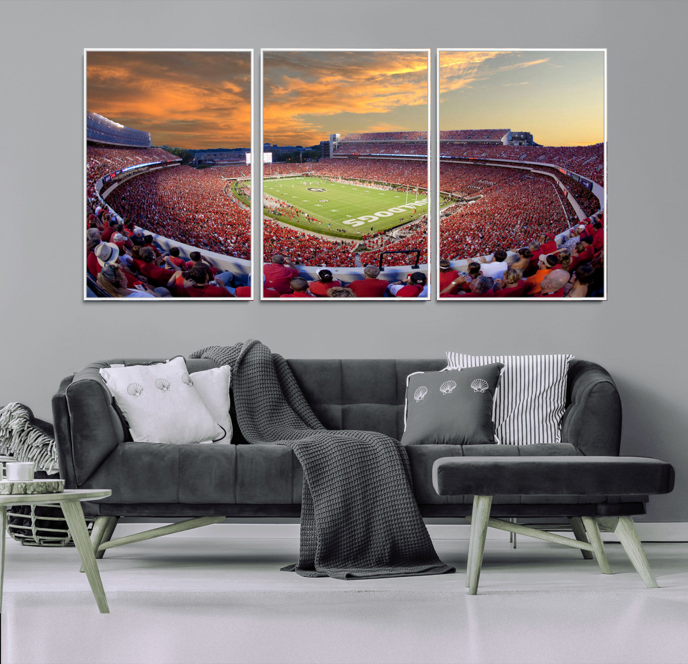 73680988-MGV-CV-36X24-Georgia Bulldogs Stadium Wall Art – Panoramic Football Field Canvas Print, Game Day Decor for Home, Office, Fan Cave, Sports