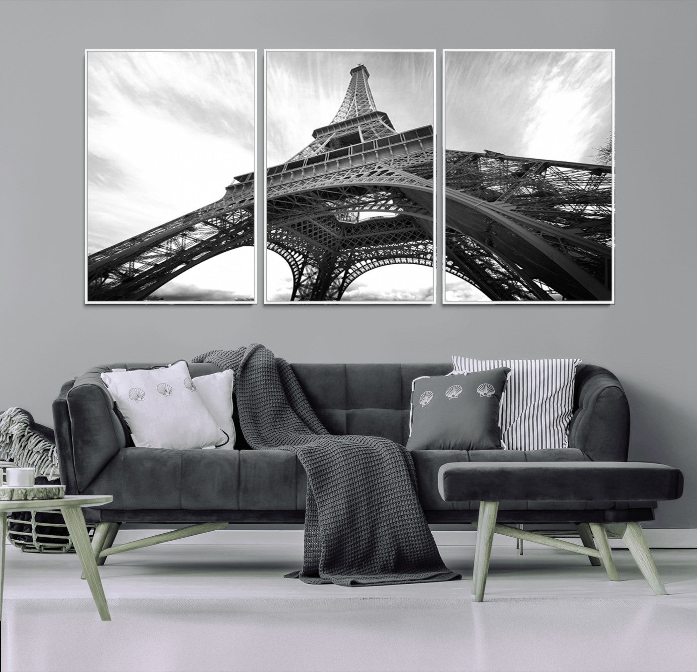 40006-MGV-CV-36X24-Eiffel Tower Wall Art – Black and White Architectural Photo Print, Paris Inspired Decor for Bedroom, Office, Studio or Modern