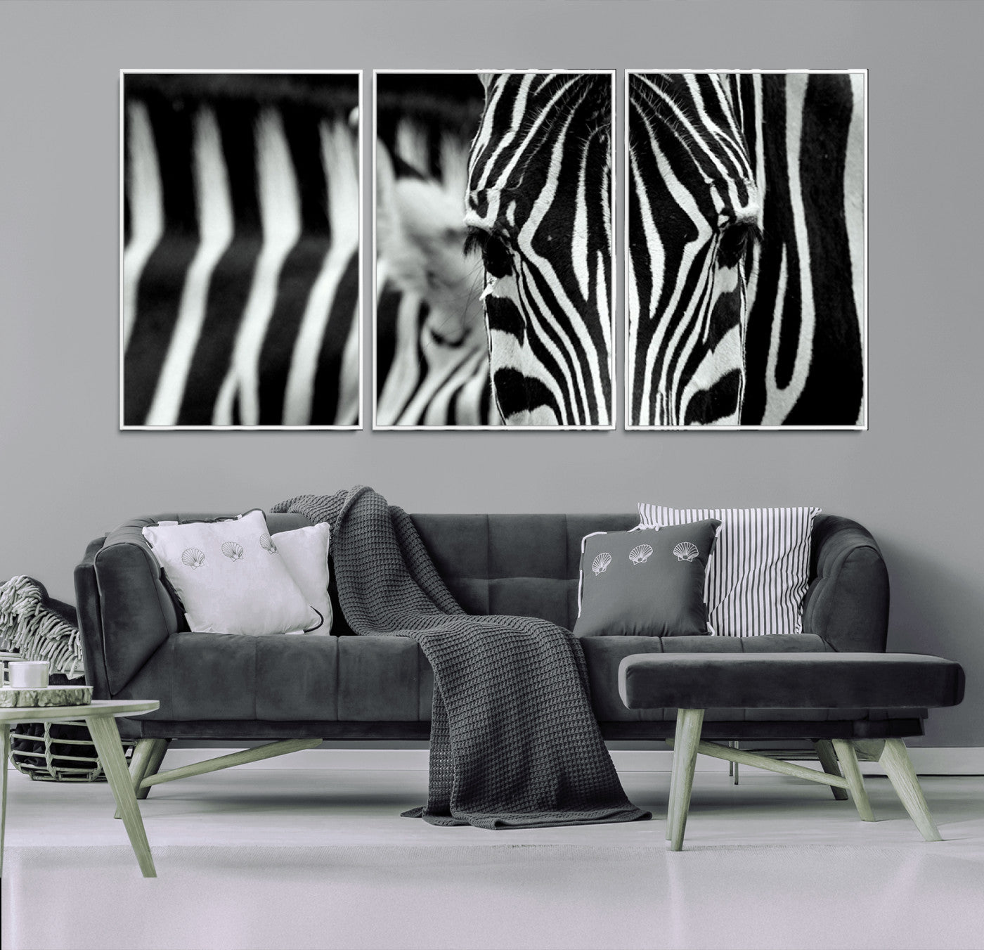 43631-MGV-CV-36X24-Zebra Wall Art – Black & White Safari Wildlife Canvas Print, Modern Animal Photography Decor for Living Room, Office, or Bedroom