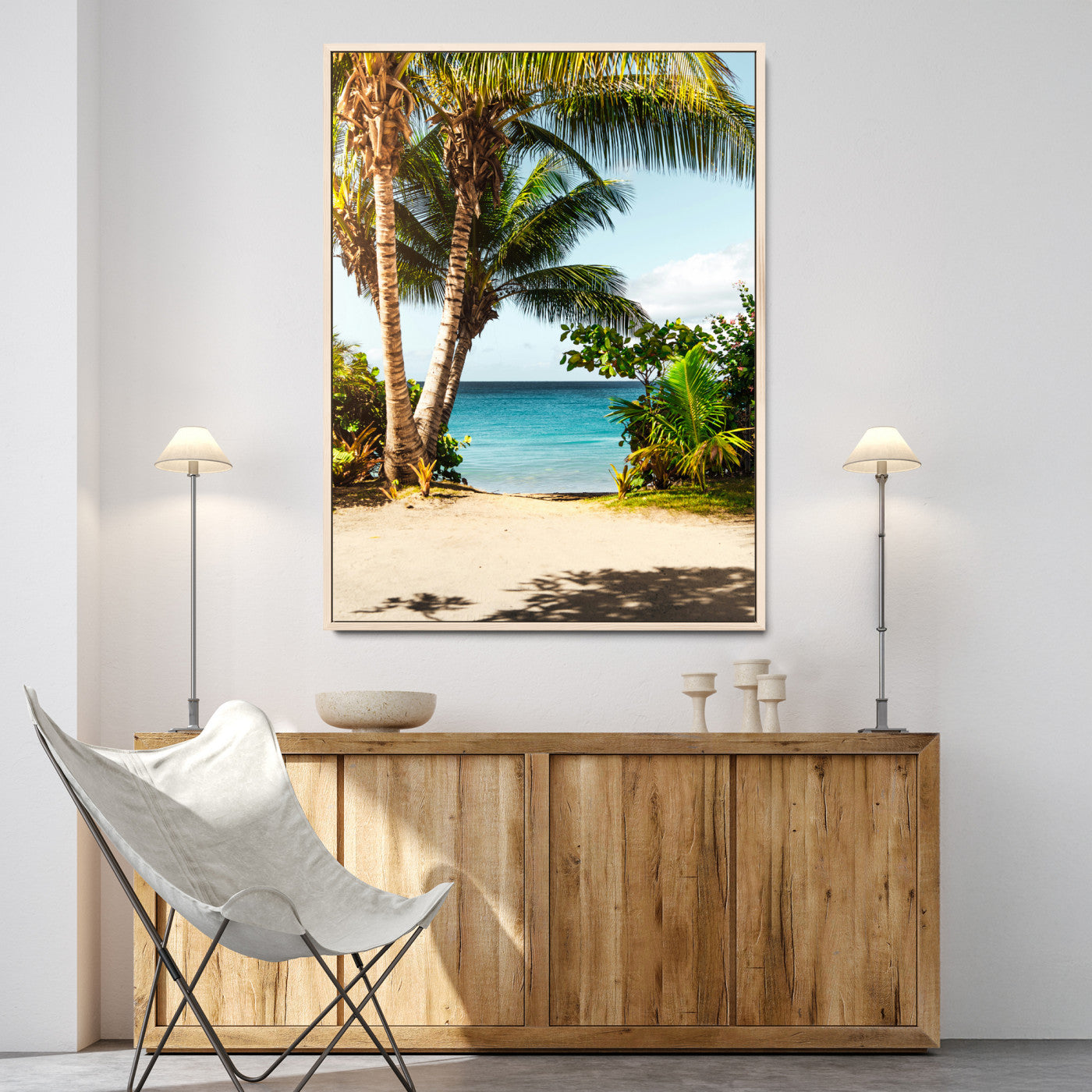 10046923-MGV-CV-24X36-Palm Tree Canvas Wall Art Canvas Print, Framed Coastal Wall Art Art Picture Print, Island Wall Decor Perfect Coastal Tropical