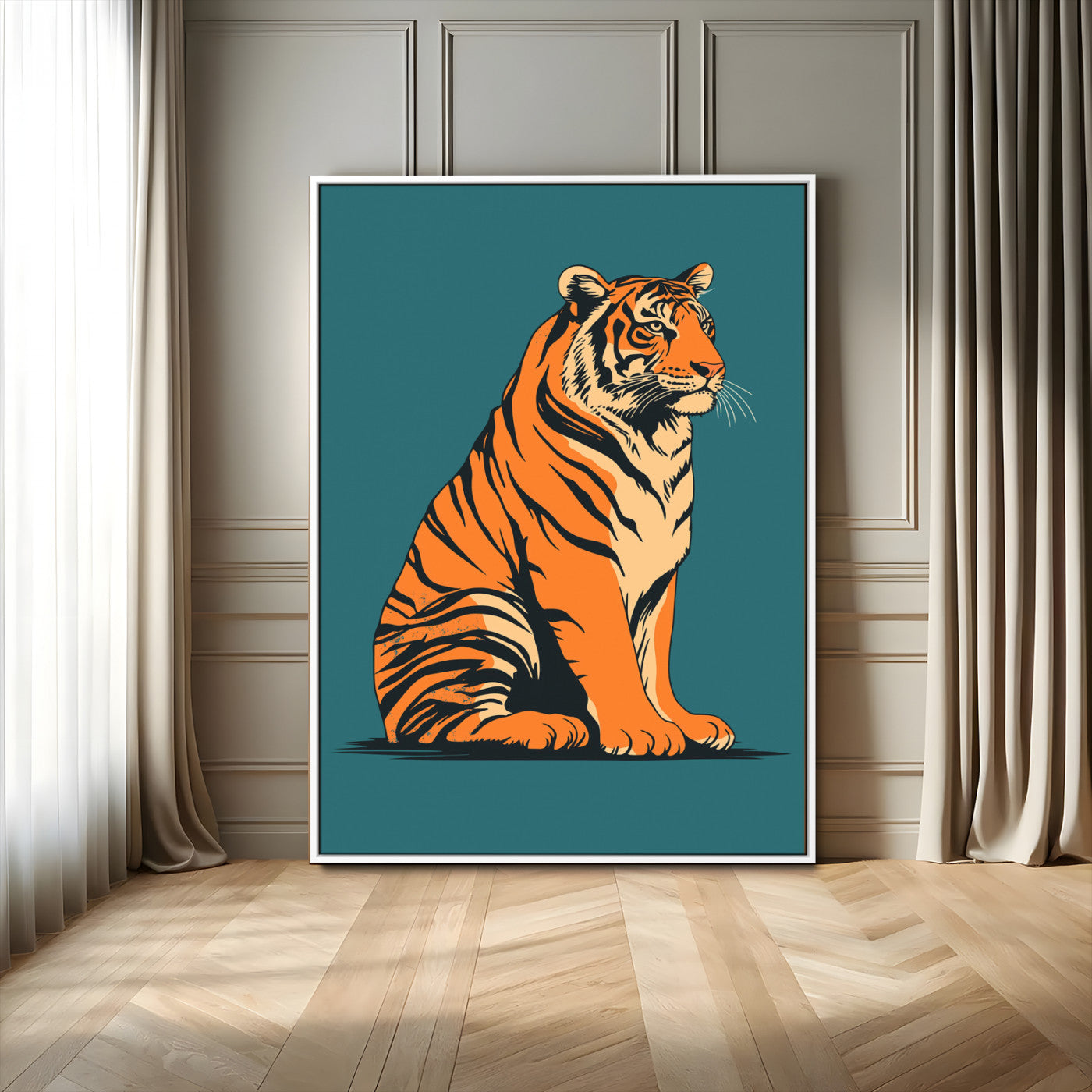 45688-MGV-FC-24X36_White-Tiger Wall Art – Bold Jungle Cat Canvas Print, Modern Wildlife Animal Decor for Living Room, Bedroom, Office or Nature Inspired