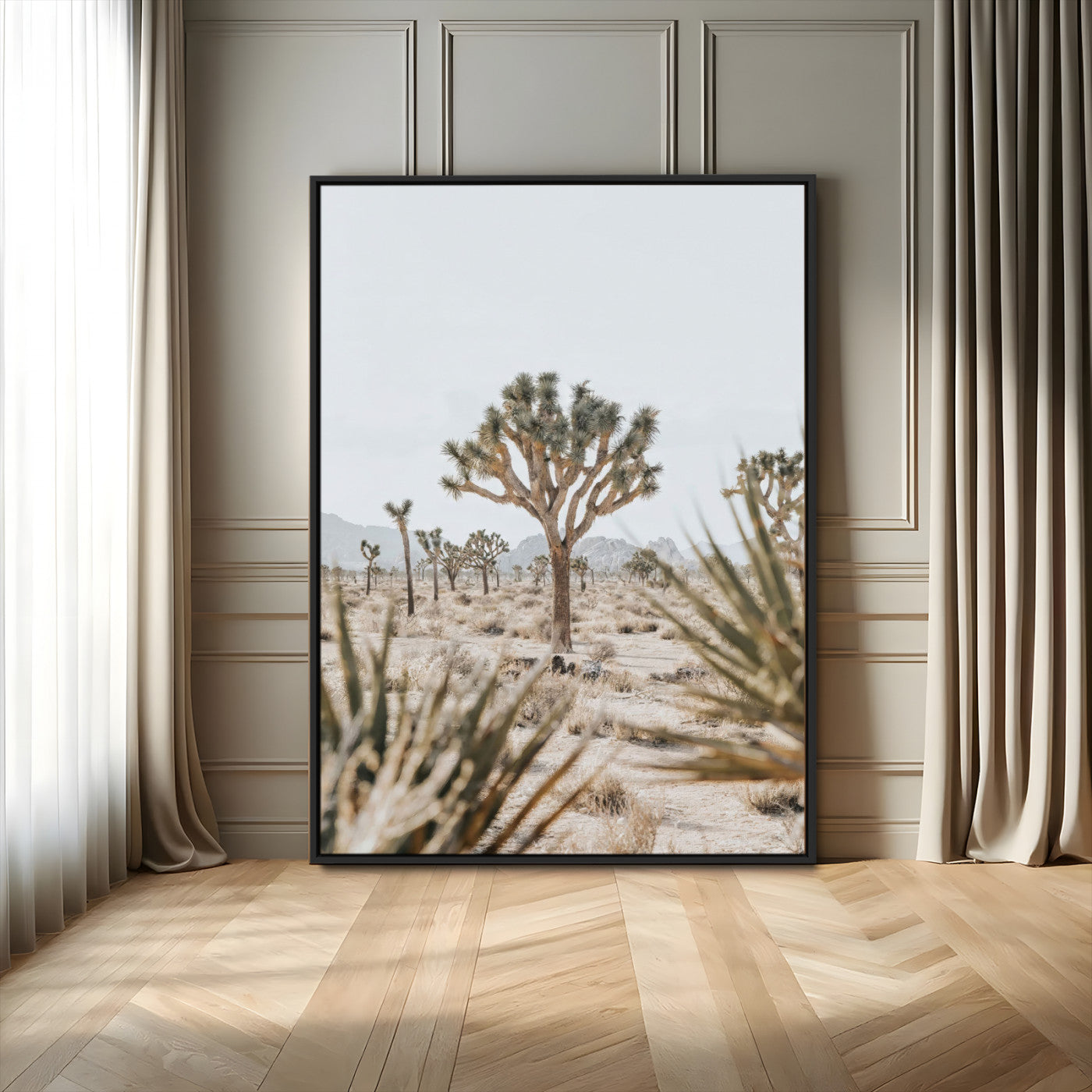 61562259-MGV-FC-24X36_Black-Joshua Tree Canvas Wall Art – Desert Landscape, Minimalist Nature Photography, Large Framed Botanical Decor, Southwestern Canvas