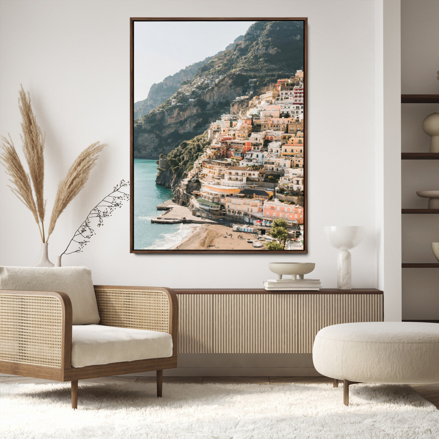 28897019-MGV-CV-24X36-Positano Coastline Wall Art Canvas Print, Framed Amalfi Architecture Art Picture Print, Italian Riviera Perfect Mediterranean