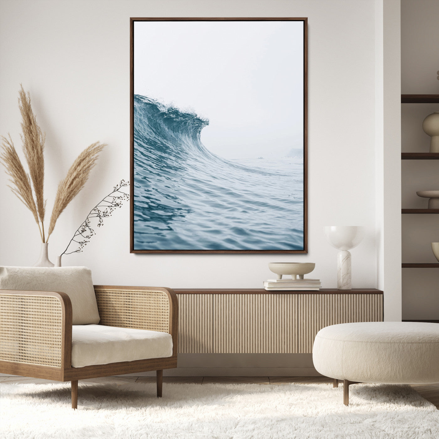 99679915-MGV-CV-24X36-Ocean Wave Wall Art Canvas Print, Framed Coastal Decor Art Picture Print, Modern Ocean Perfect Modern Coastal Minimalist Decor