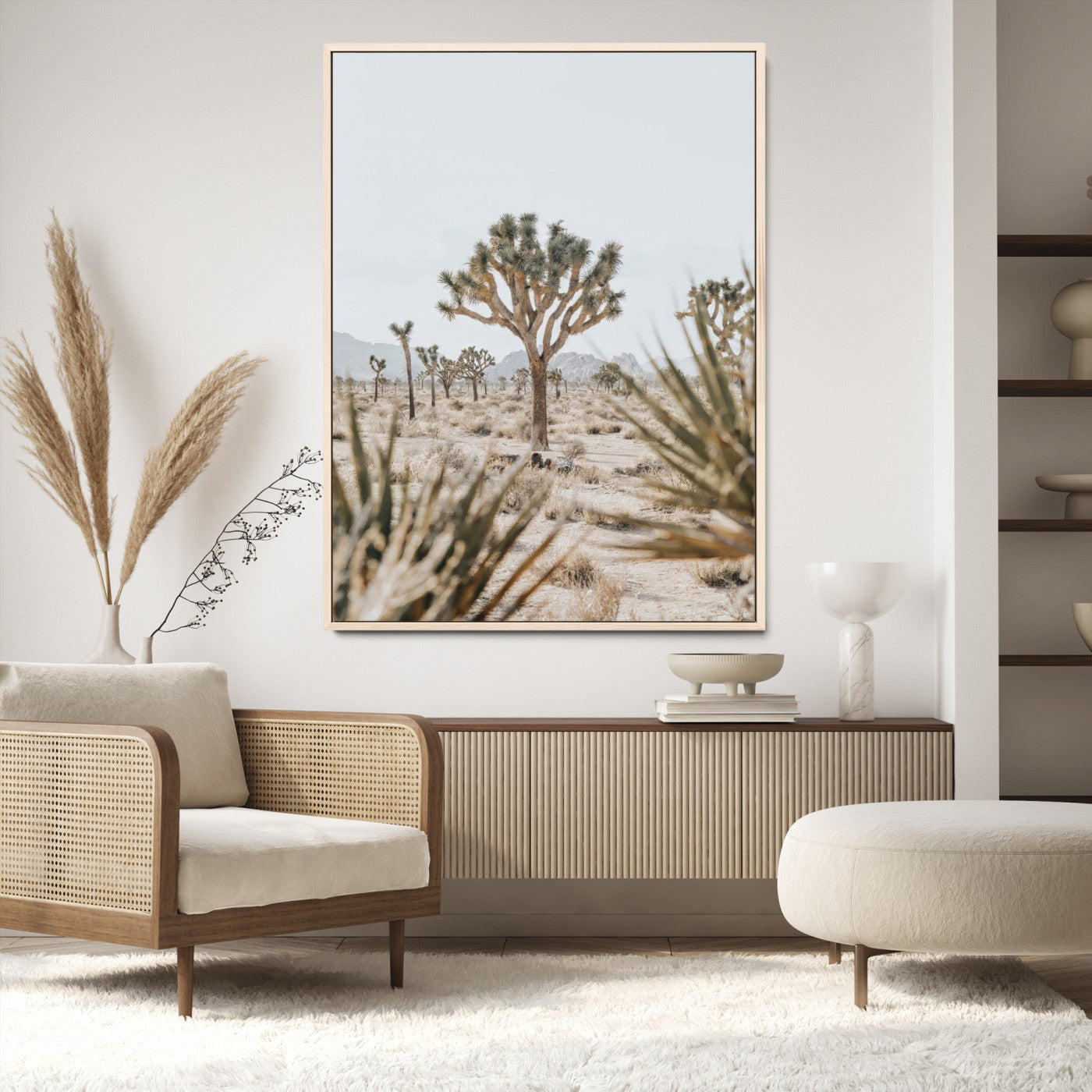 24058625-MGV-CV-24X36-Joshua Tree Wall Art Canvas Print, Framed Earthy Desert Art Picture Print, Neutral Desert Perfect Southwestern Minimalist Decor