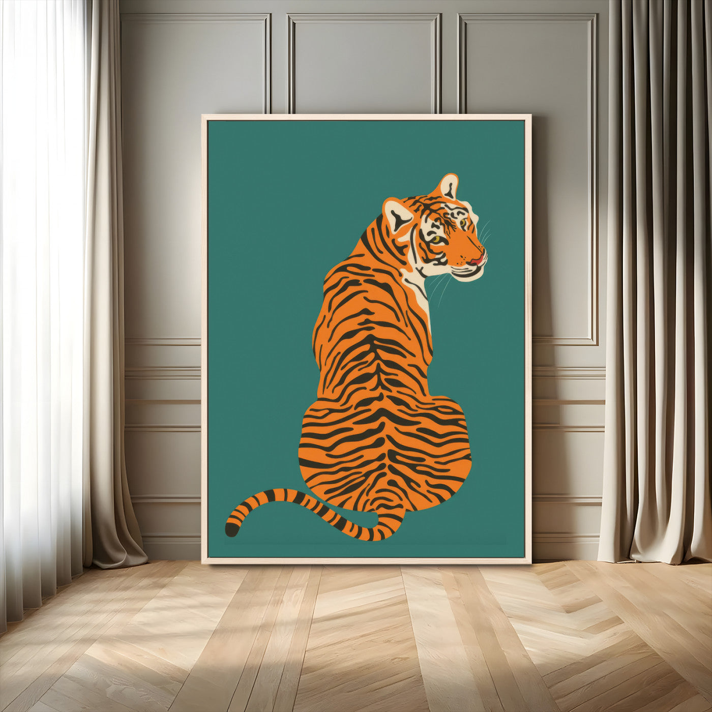 12468-MGV-FC-24X36_Natural-Tiger Wall Art – Modern Jungle Cat Canvas Print, Bold Wildlife Animal Decor for Bedroom, Office, Living Room or Nature Inspired