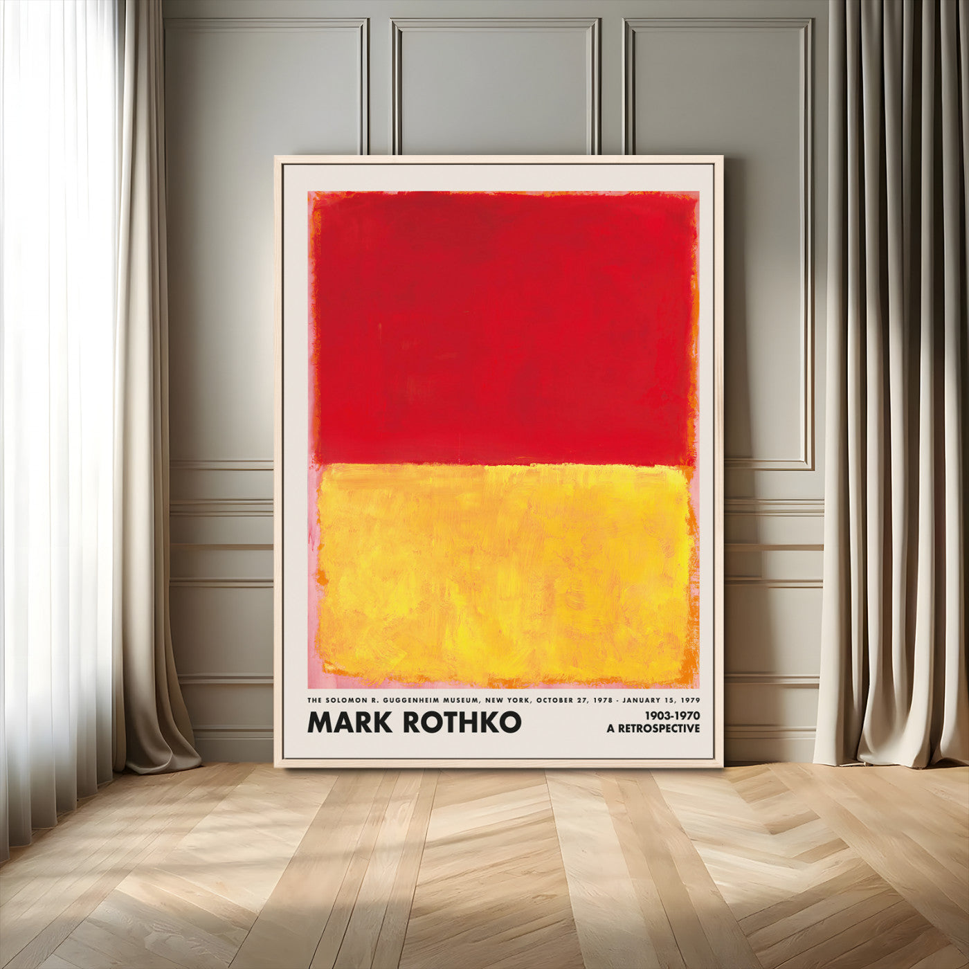 55801-MGV-FC-24X36_Natural-Mark Rothko Wall Art – Abstract Color Field Canvas Print in Red and Yellow, Modern Minimalist Painting Poster for Office, Bedroom
