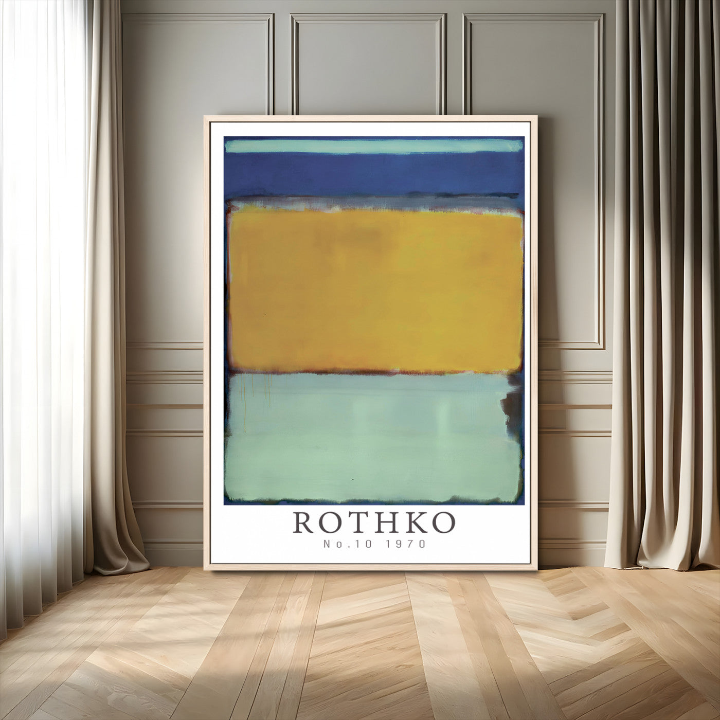 44630-MGV-FC-24X36_Natural-Mark Rothko Wall Art – Abstract Color Field Canvas Print in Blue and Yellow, Modern Minimalist Expressionist Painting for Home,