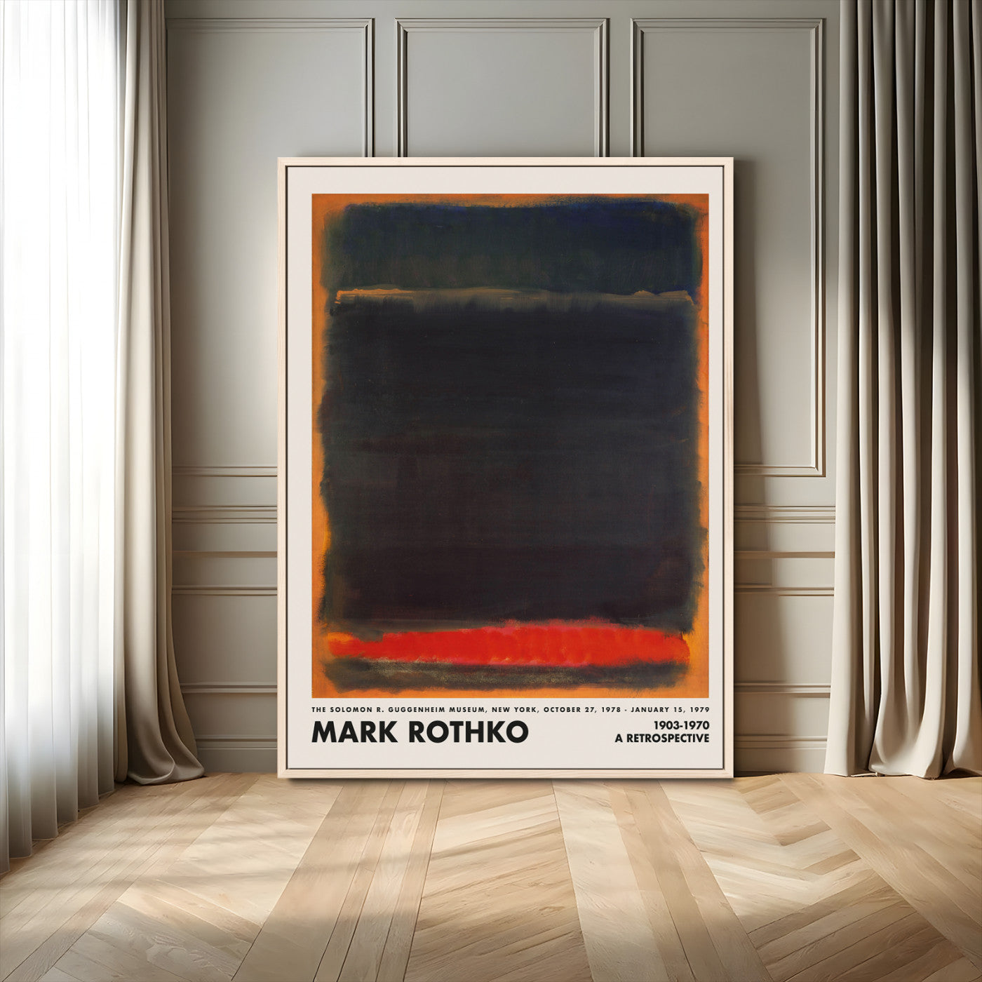 32866-MGV-FC-24X36_Natural-Mark Rothko Wall Art – Dark Abstract Expressionist Canvas Print, Bold Color Field Painting for Modern Living Room, Office, or