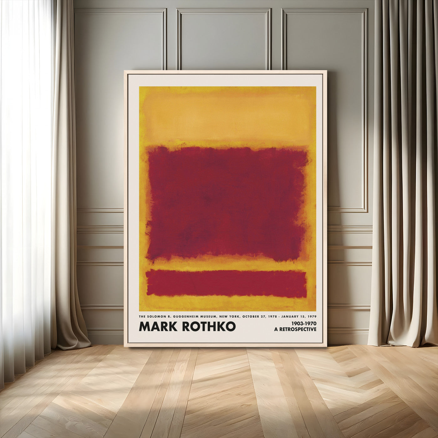 34617-MGV-FC-24X36_Natural-Mark Rothko Abstract Wall Art – Red and Yellow Color Field Canvas Print, Modern Minimalist Painting Poster for Living Room, Office