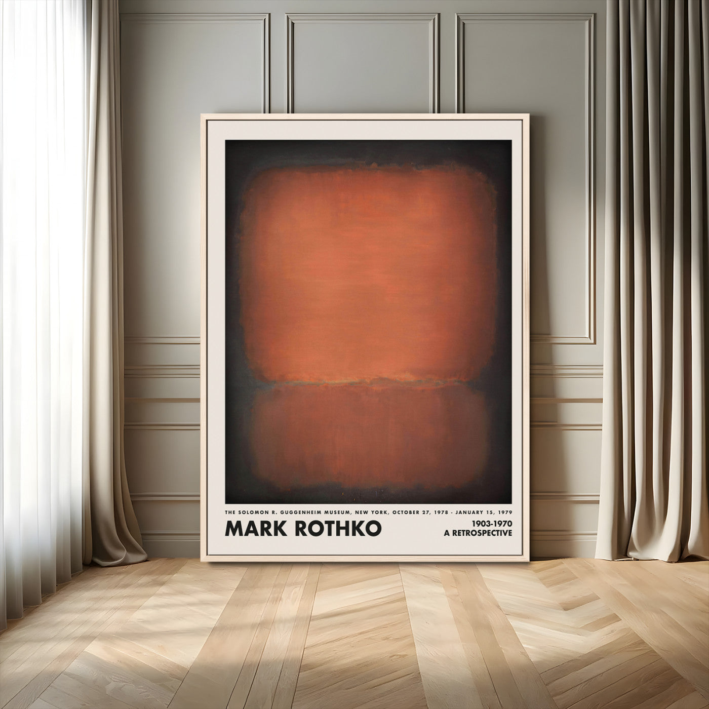 60211-MGV-FC-24X36_Natural-Mark Rothko Abstract Wall Art – Orange and Brown Color Field Canvas Print, Modern Minimalist Painting Poster for Living Room,