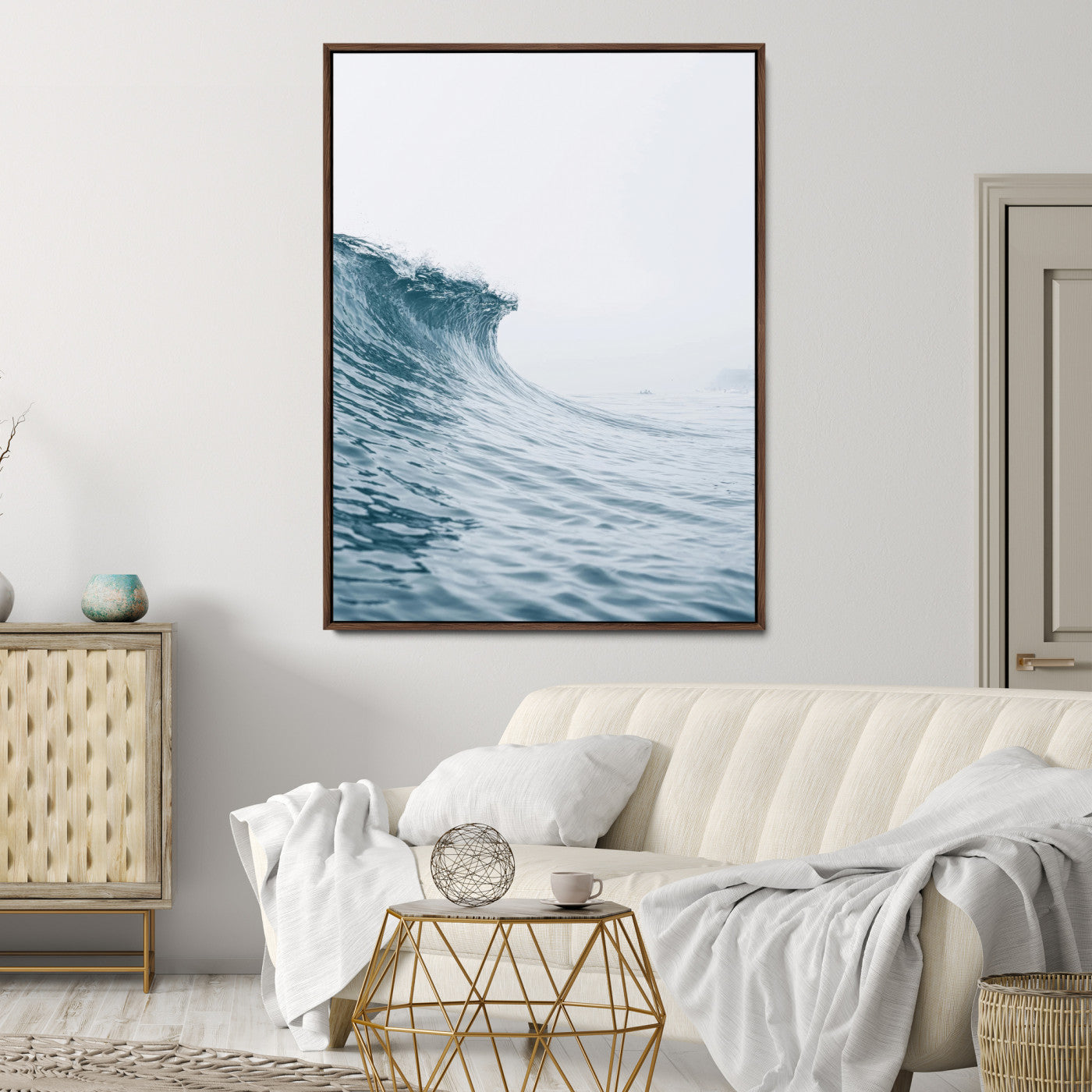 99679915-MGV-CV-24X36-Ocean Wave Wall Art Canvas Print, Framed Coastal Decor Art Picture Print, Modern Ocean Perfect Modern Coastal Minimalist Decor