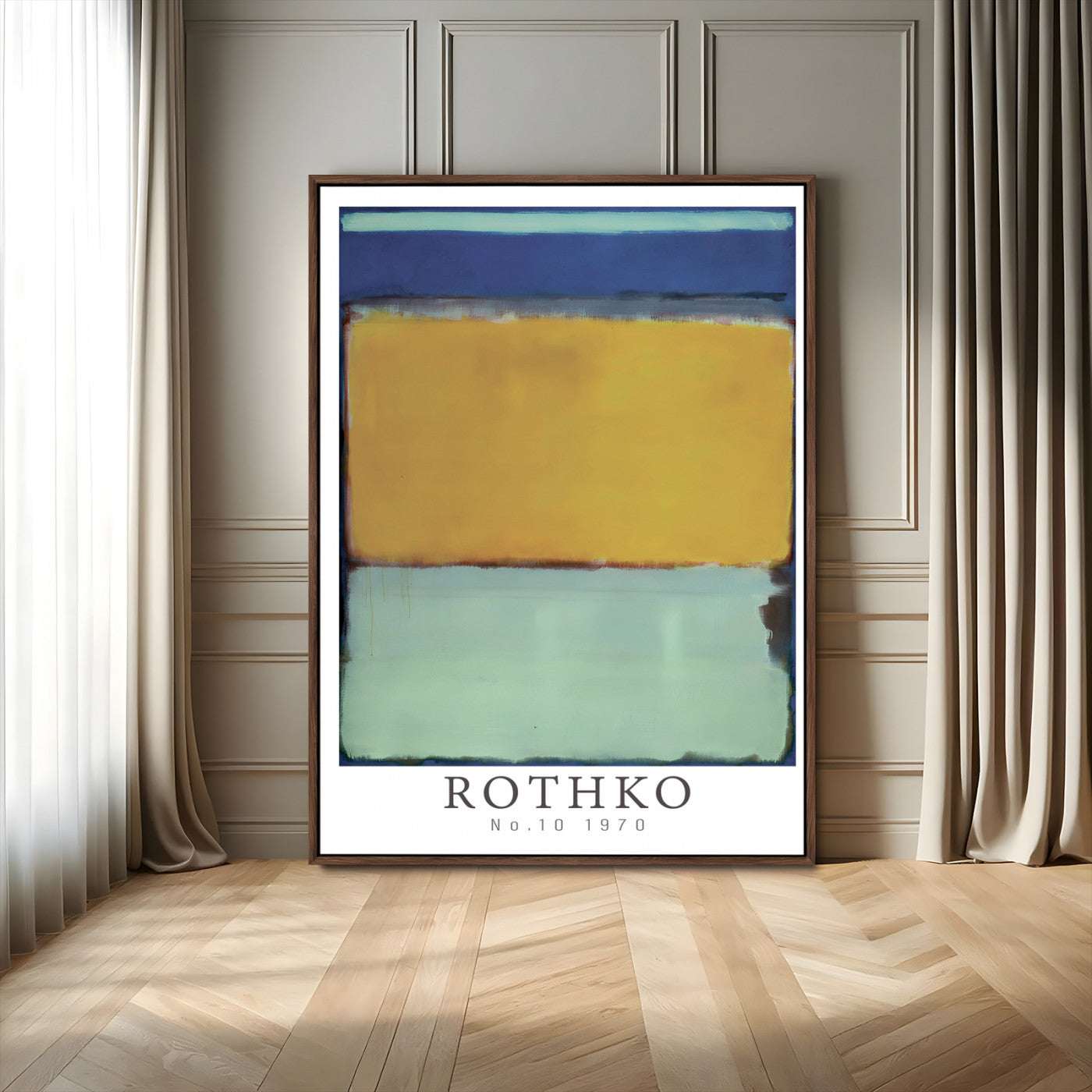 44630-MGV-FC-24X36_Walnut-Mark Rothko Wall Art – Abstract Color Field Canvas Print in Blue and Yellow, Modern Minimalist Expressionist Painting for Home,