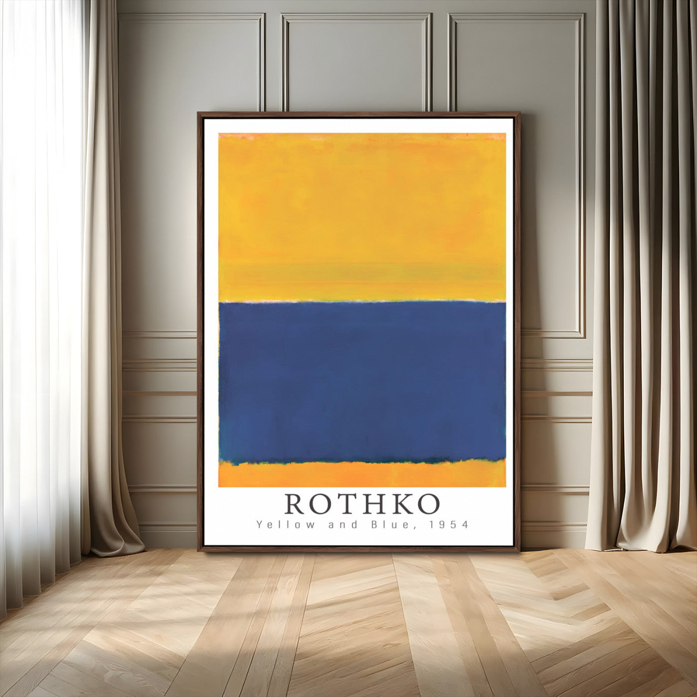 93534-MGV-FC-24X36_Walnut-Mark Rothko Wall Art – Yellow and Blue Abstract Canvas Print, Minimalist Color Block Painting for Modern Home, Office, or Gallery