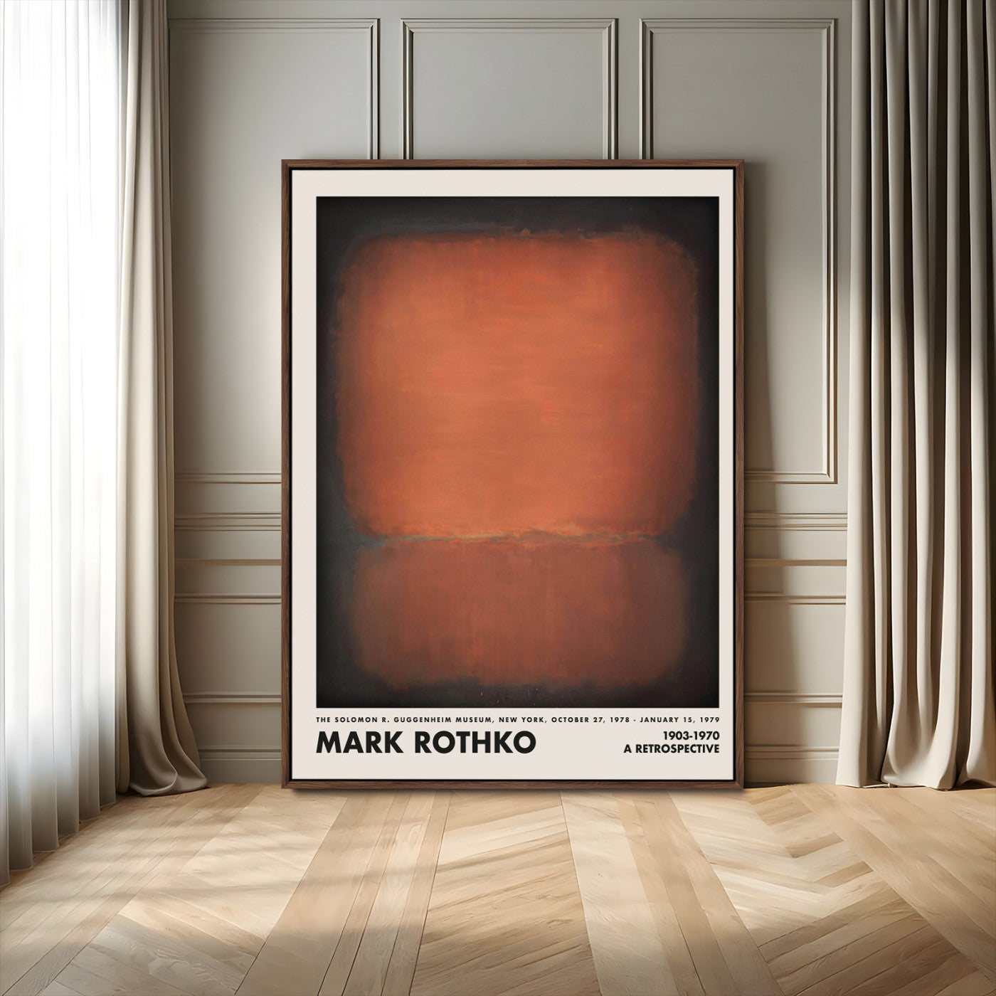 60211-MGV-FC-24X36_Walnut-Mark Rothko Abstract Wall Art – Orange and Brown Color Field Canvas Print, Modern Minimalist Painting Poster for Living Room,