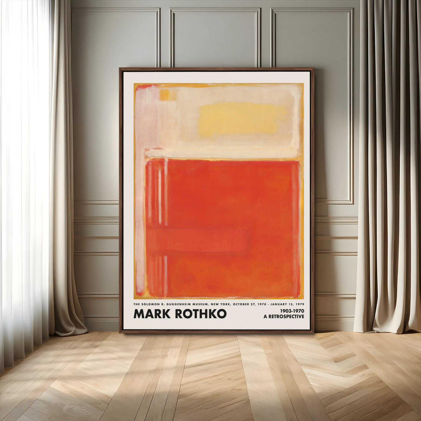 70385-MGV-FC-24X36_Walnut-Mark Rothko Abstract Wall Art – Red and Yellow Color Field Canvas Print, Modern Minimalist Painting Poster for Living Room, Office