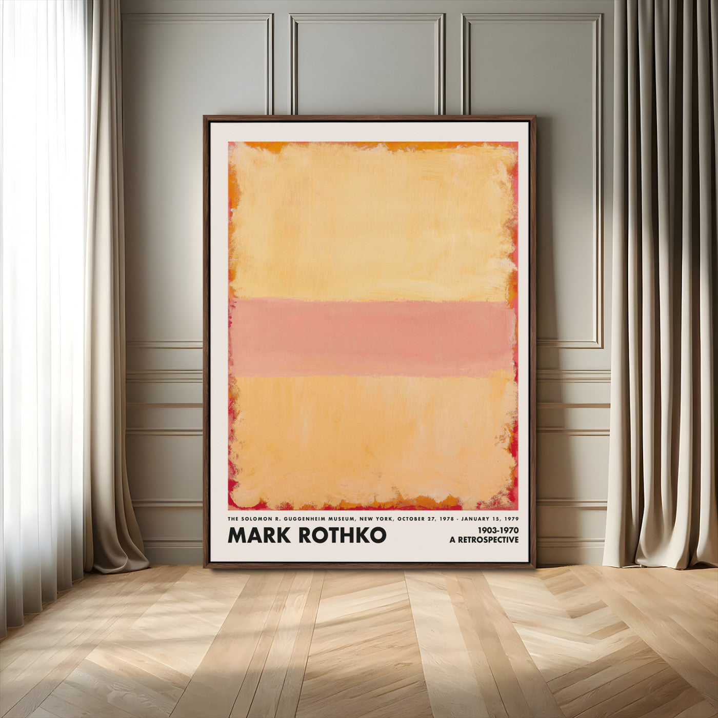 42737-MGV-FC-24X36_Walnut-Mark Rothko Abstract Wall Art – Beige and Pink Color Field Canvas Print, Modern Minimalist Painting Poster for Living Room, Office