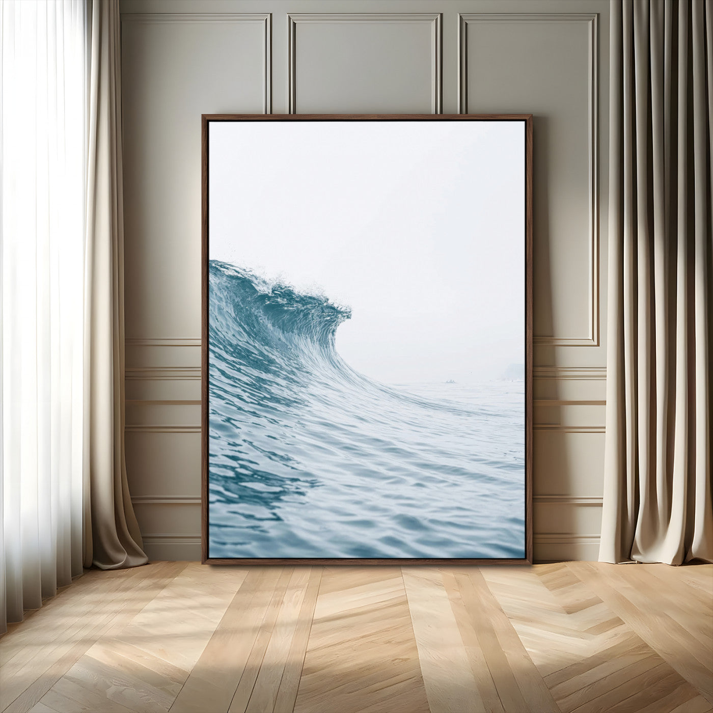 38699249-MGV-CV-24X36-Ocean Wave Wall Art – Minimalist Sea Canvas Print, Rising Surf and Misty Horizon Photography Decor for Bedroom, Living Room,