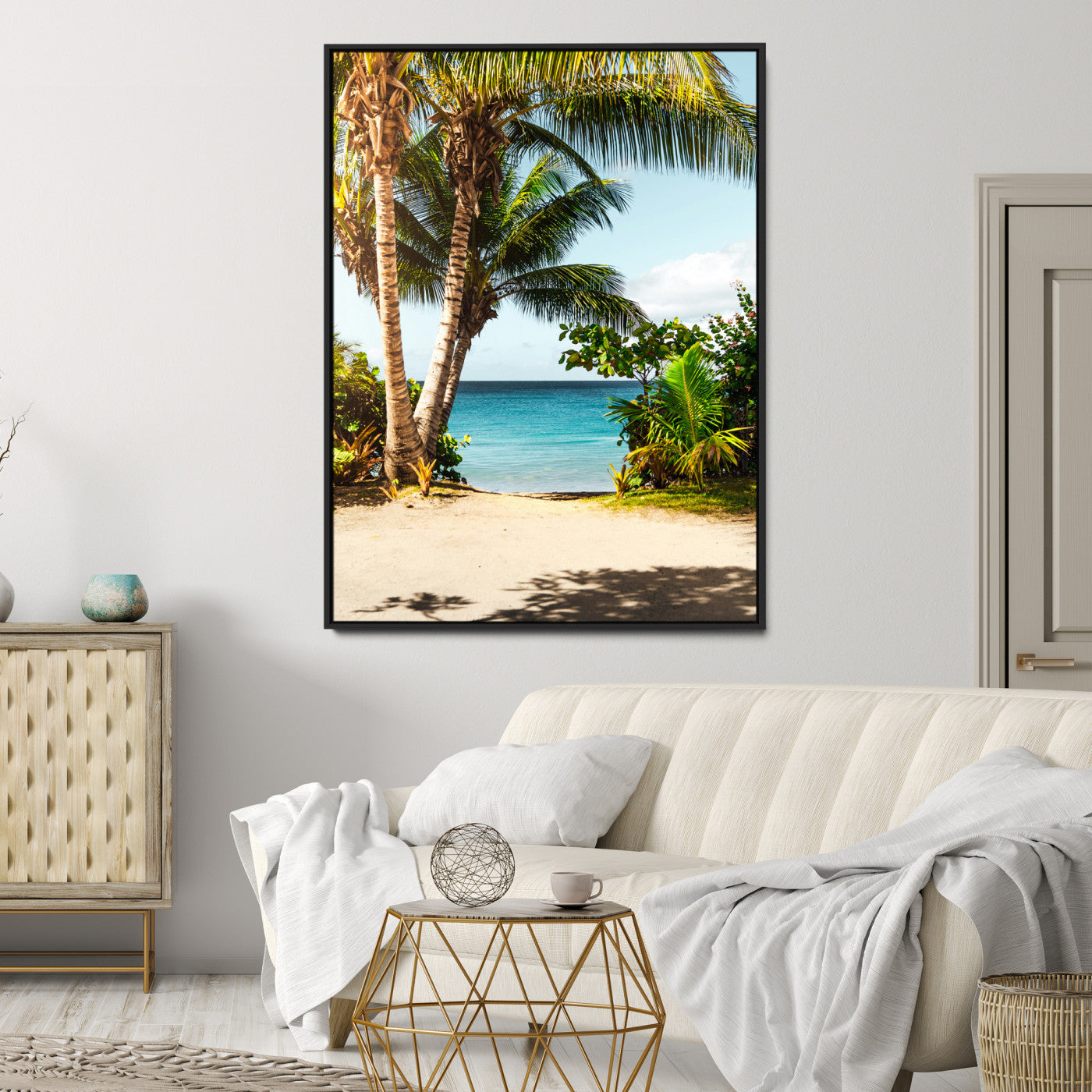 10046923-MGV-CV-24X36-Palm Tree Canvas Wall Art Canvas Print, Framed Coastal Wall Art Art Picture Print, Island Wall Decor Perfect Coastal Tropical