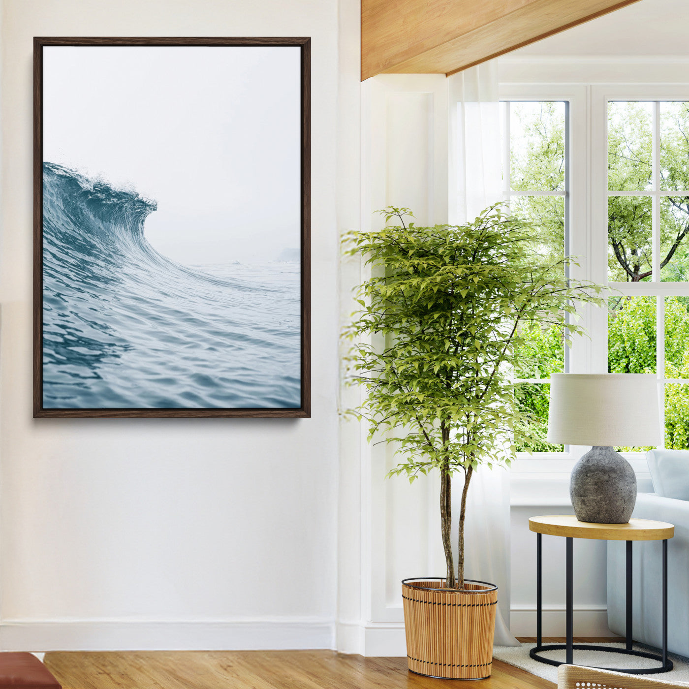 99679915-MGV-CV-24X36-Ocean Wave Wall Art Canvas Print, Framed Coastal Decor Art Picture Print, Modern Ocean Perfect Modern Coastal Minimalist Decor